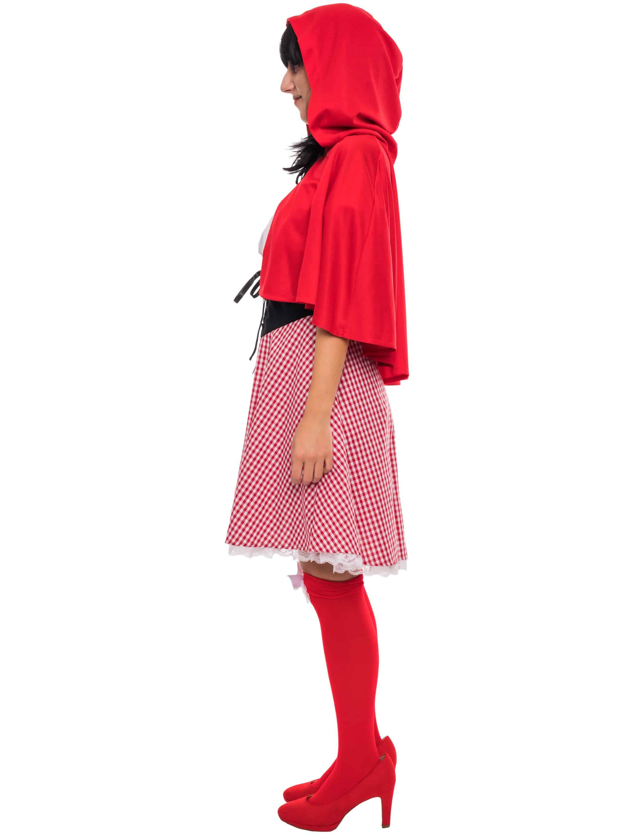 Kleid Rotkäppchen 2-tlg. Damen schwarz/weiß/rot L