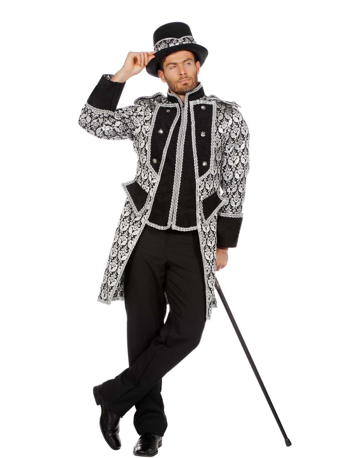 Jacke Jaquard Herren schwarz/silber 48
