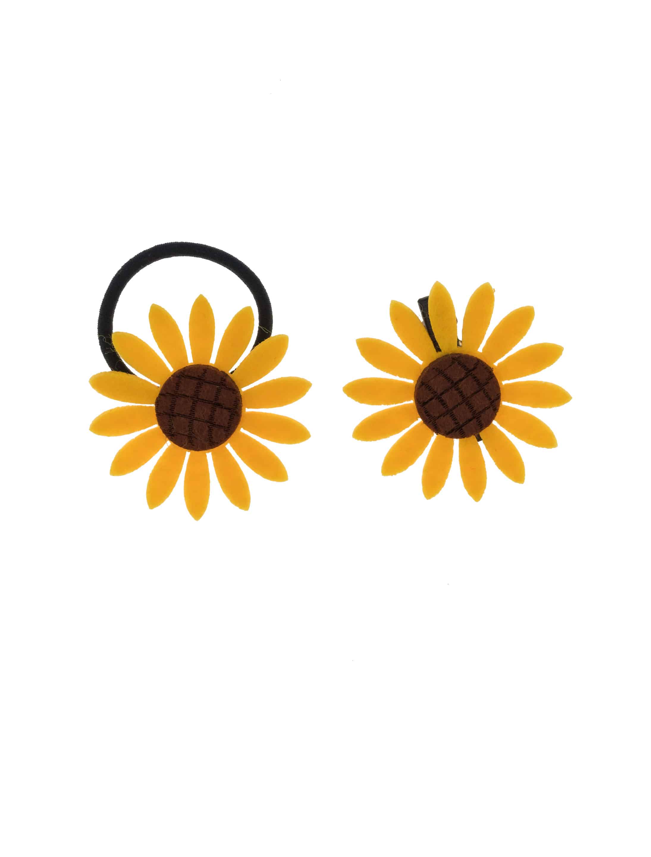 Set Haarklammer und Haargummi Sonnenblume gold/braun