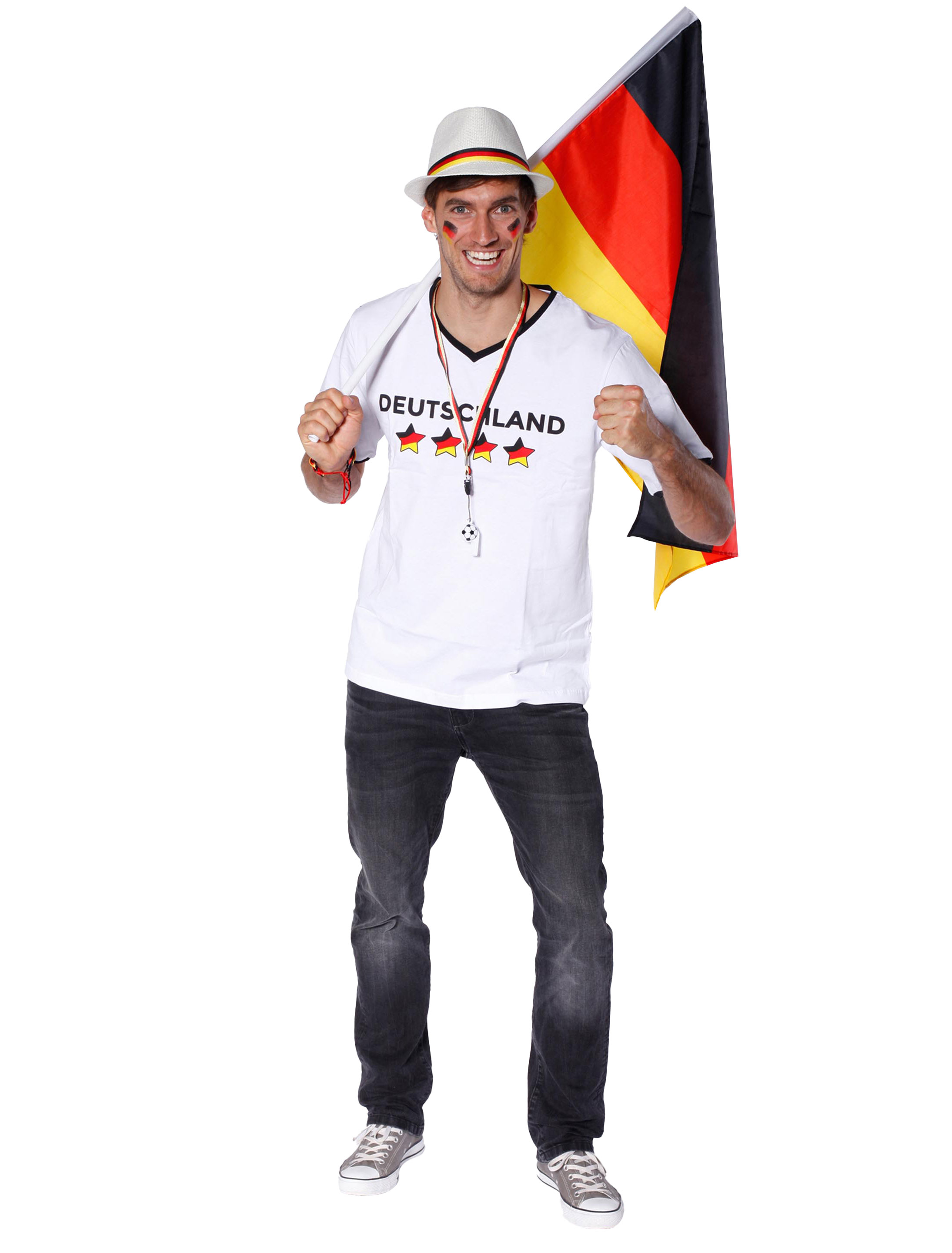 T-Shirt Deutschland Sterne Herren weiß 2XL