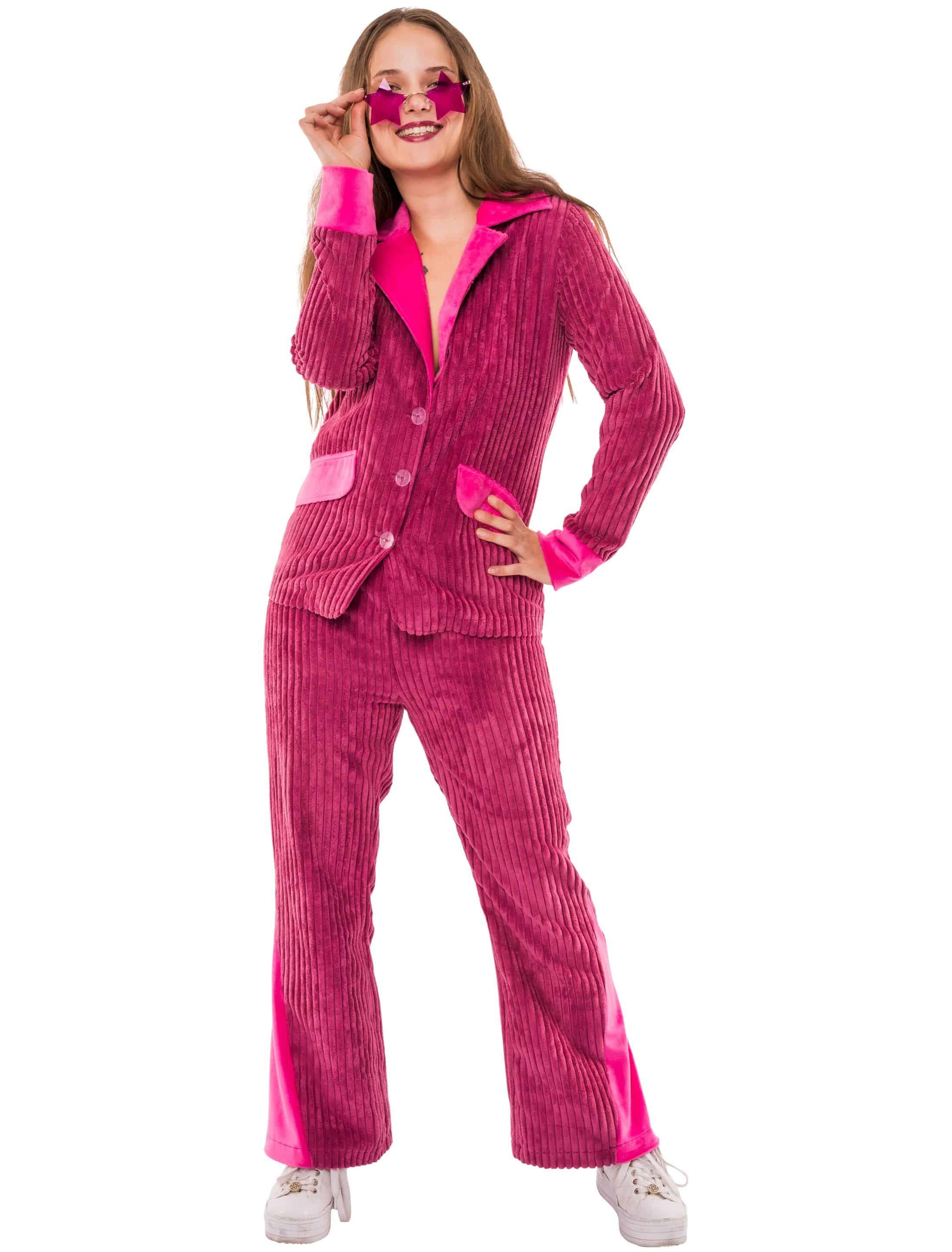 Anzug in Cord-Optik Damen pink 4XL/5XL