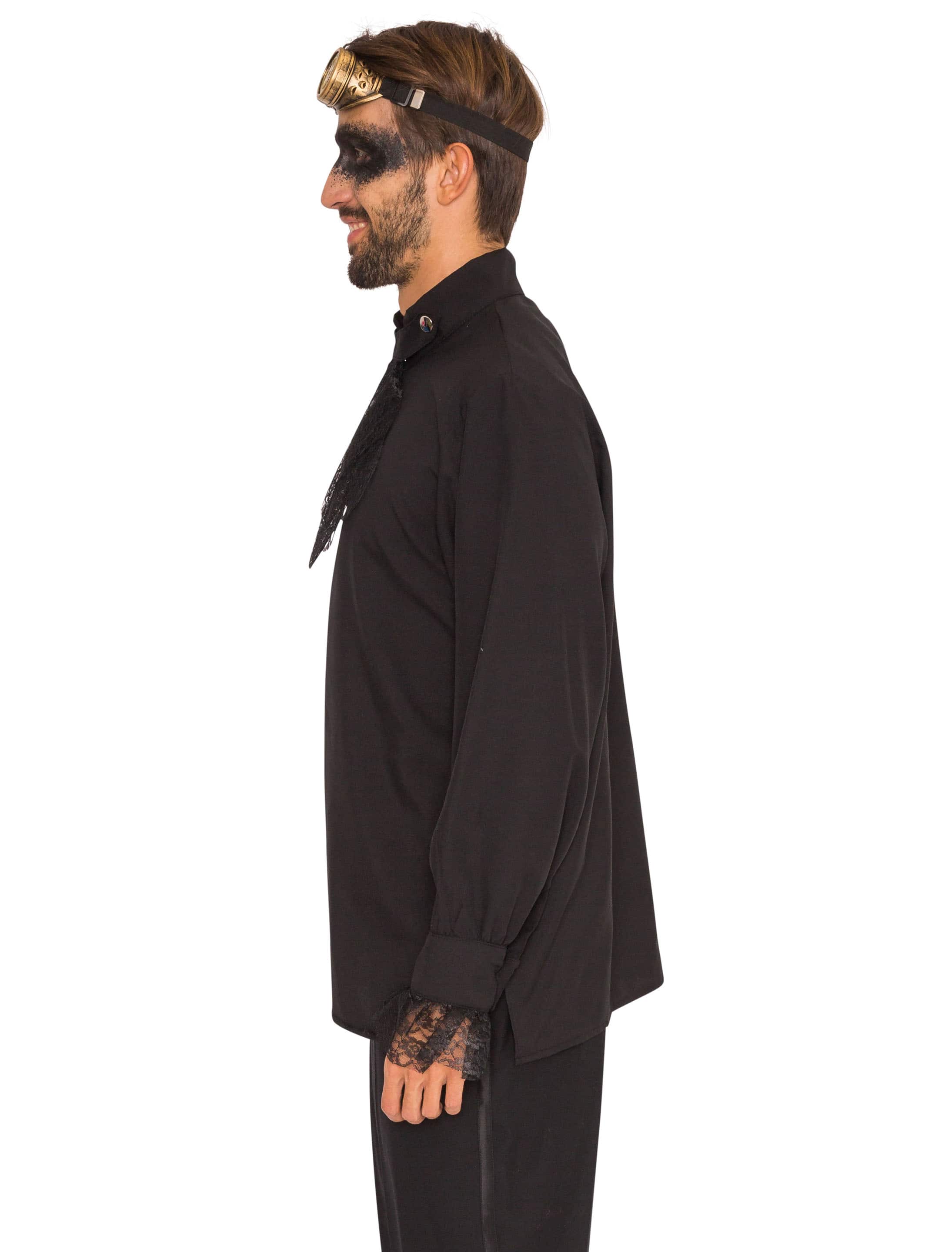 Hemd mit Jabot Herren schwarz XL