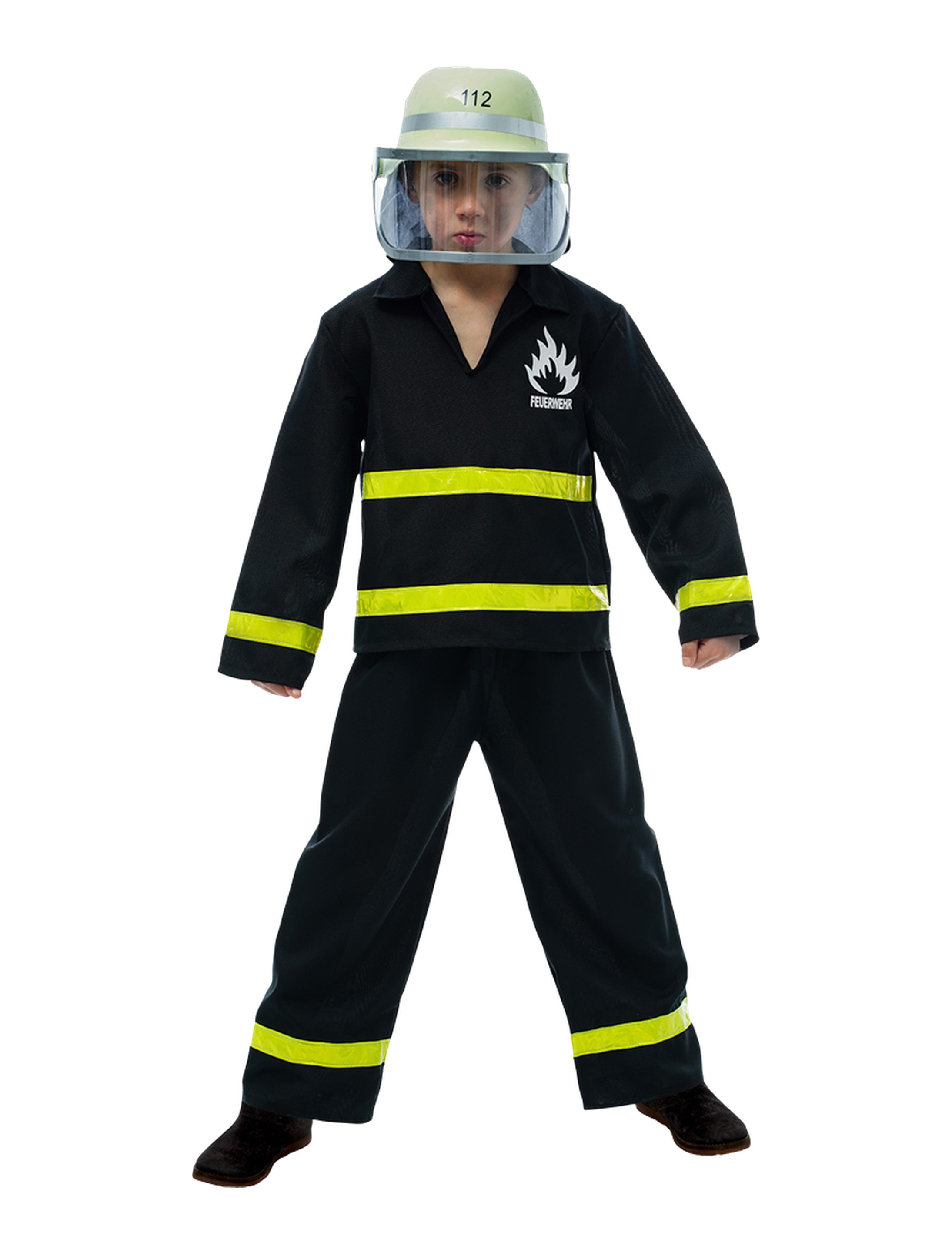 Feuerwehrmann 2-tlg. Kinder schwarz 98/104