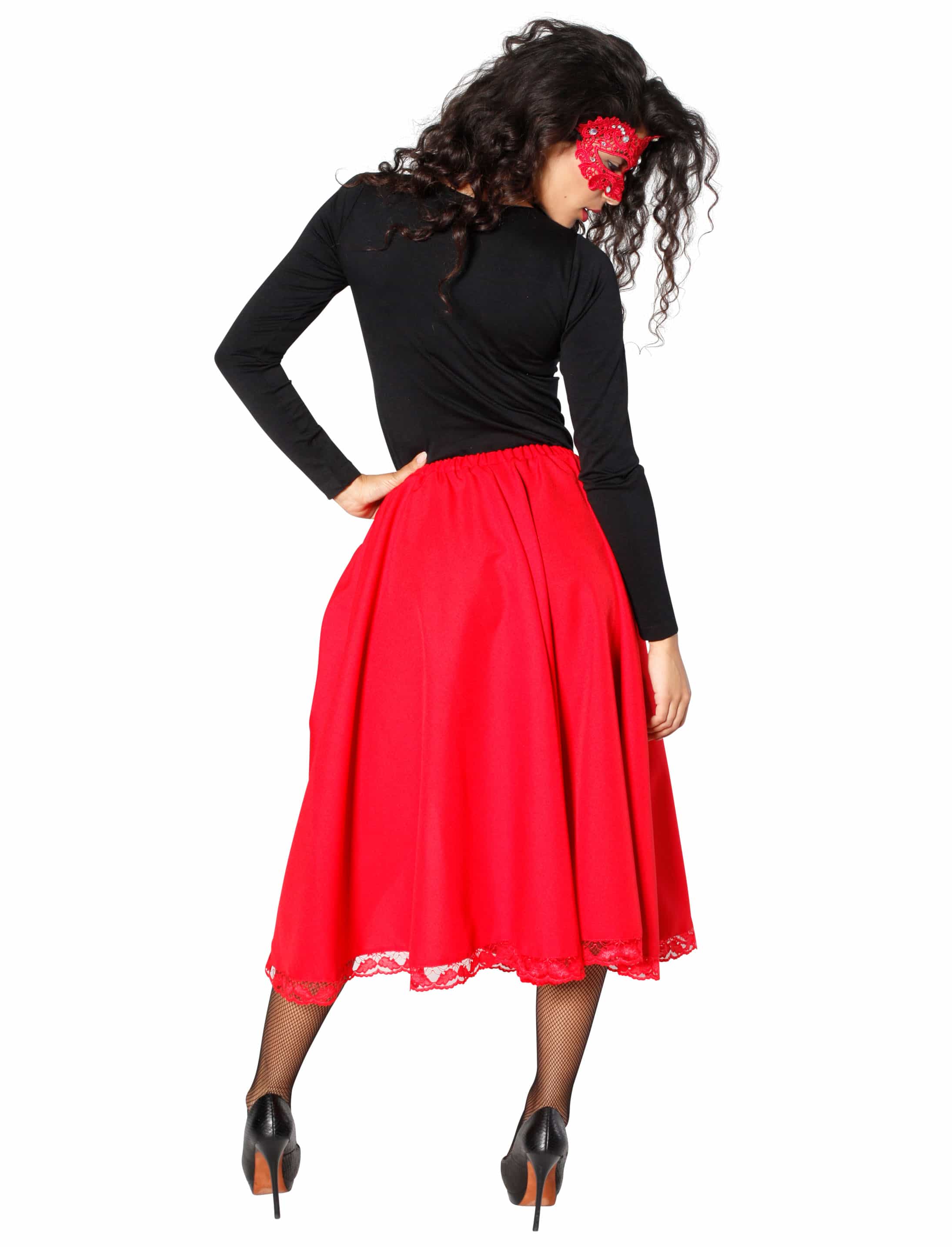 Rock mit Spitze Damen rot 2XL