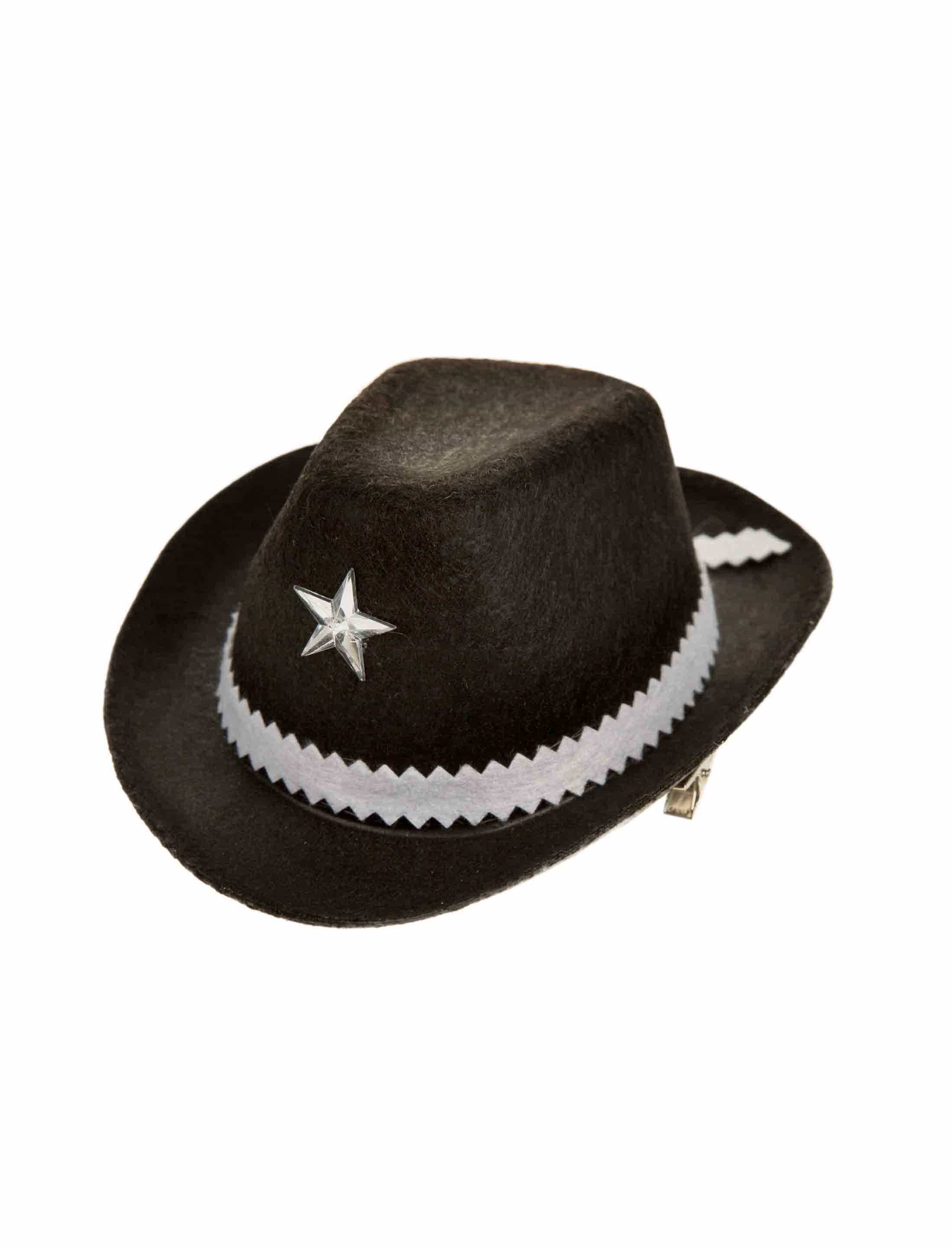 Mini Cowboyhut mit Haarclip schwarz one size