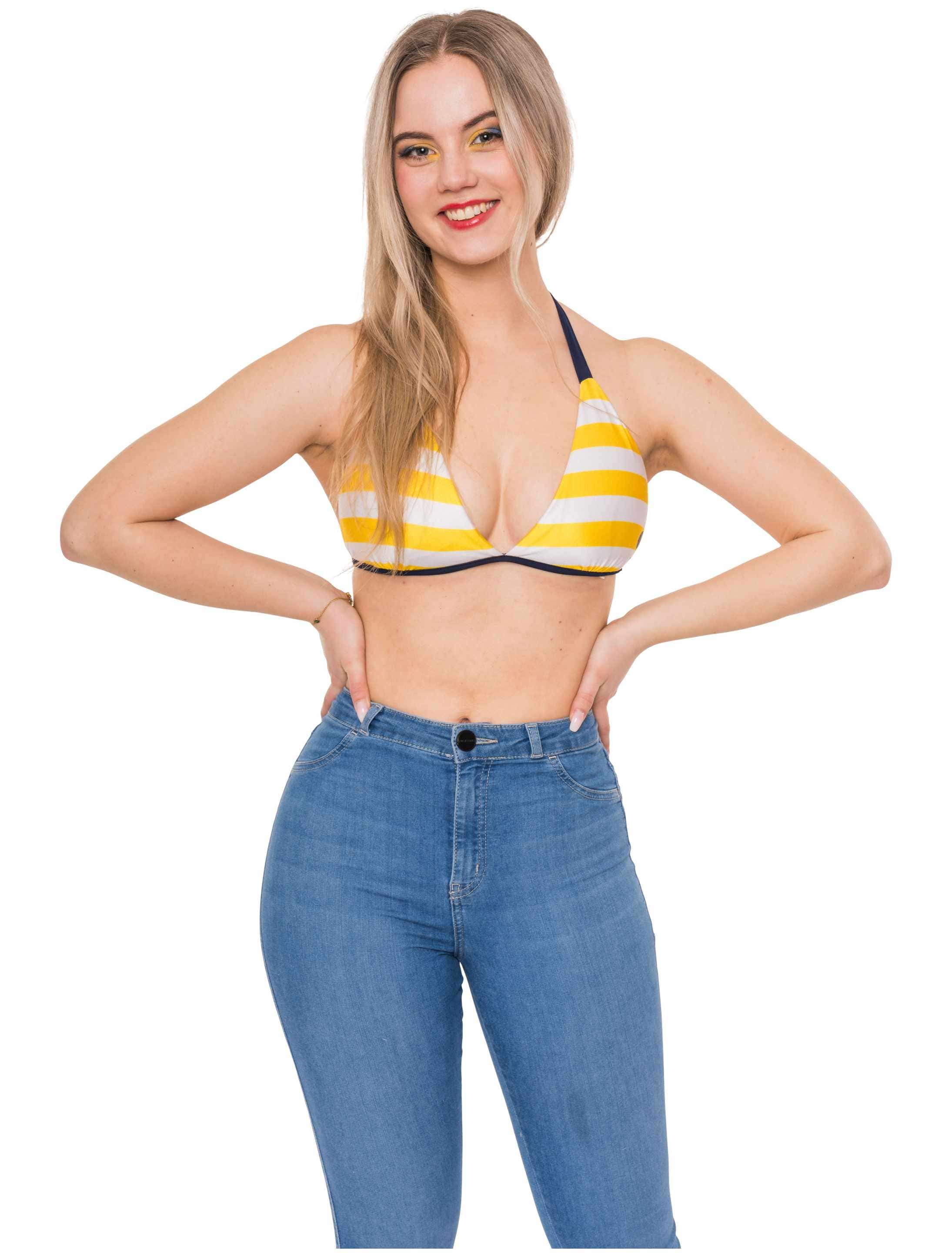 JIS Bikini Top Jeck im Sunnesching Damen gelb/weiß L