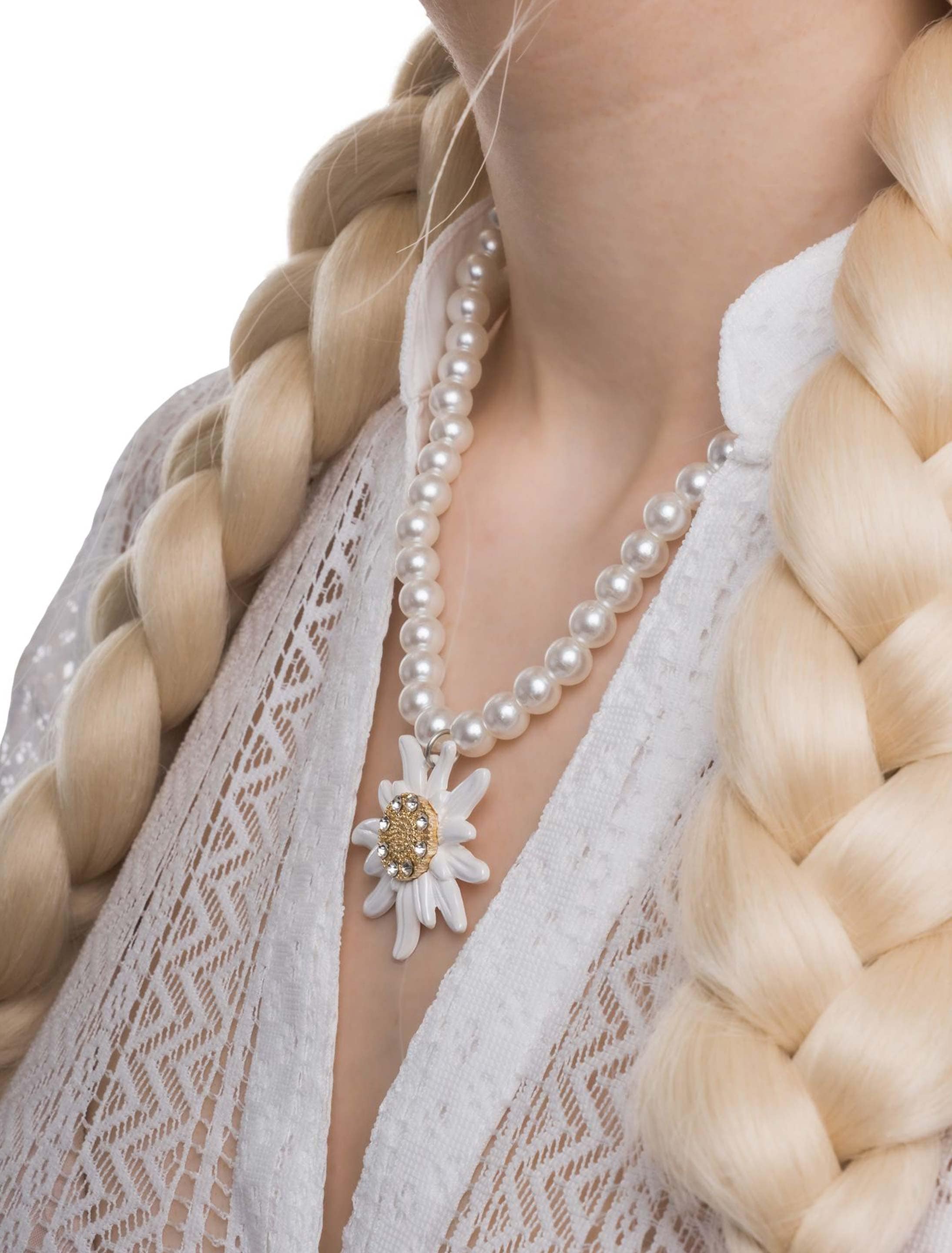 Perlenkette mit Edelweiß Damen weiß