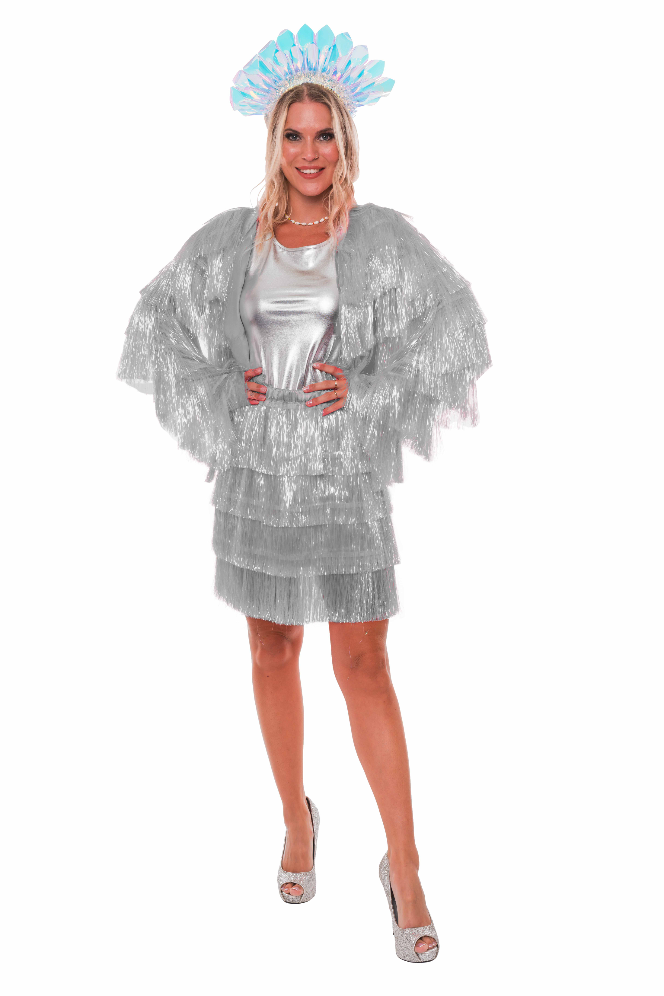 Jacke Lametta fein Damen silber S/M