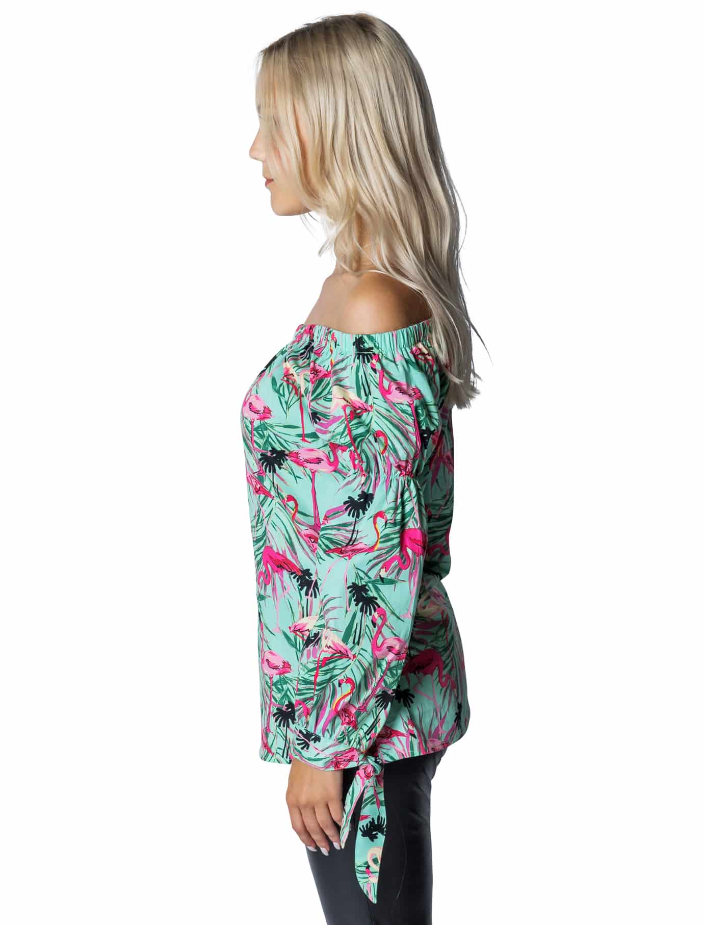 Hawaii Bluse mit Flamingos Damen mehrfarbig M