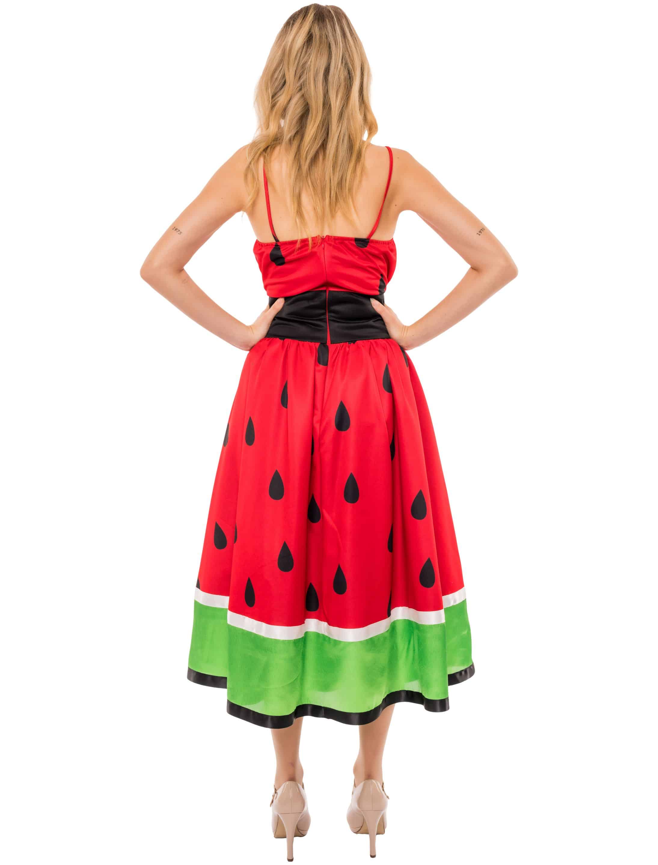 Kleid Wassermelone Damen schwarz/rot 3XL