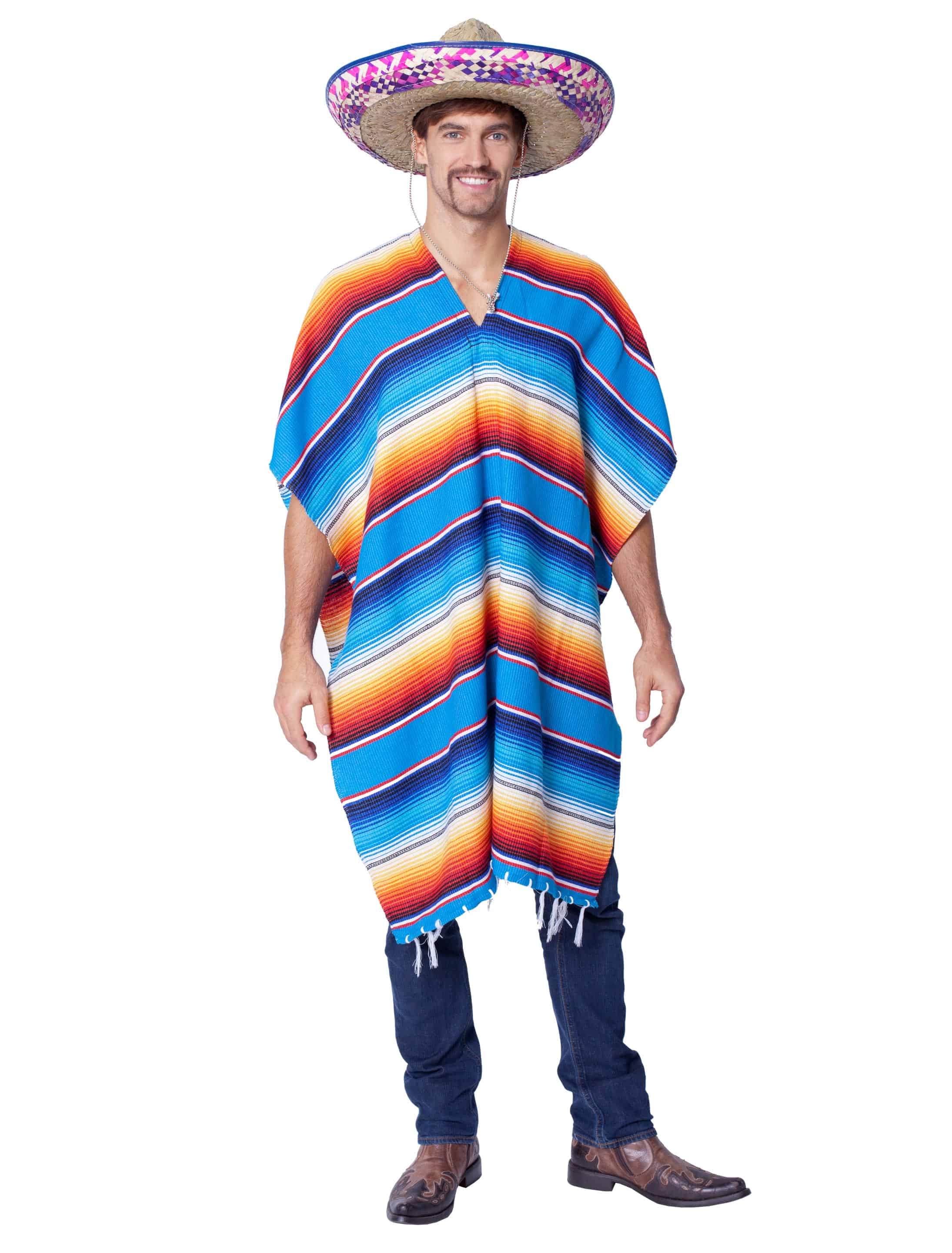 Poncho bunt gestreift