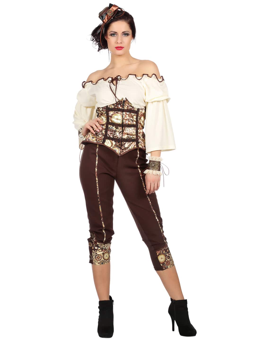Steampunk 3-tlg. Damen braun 36