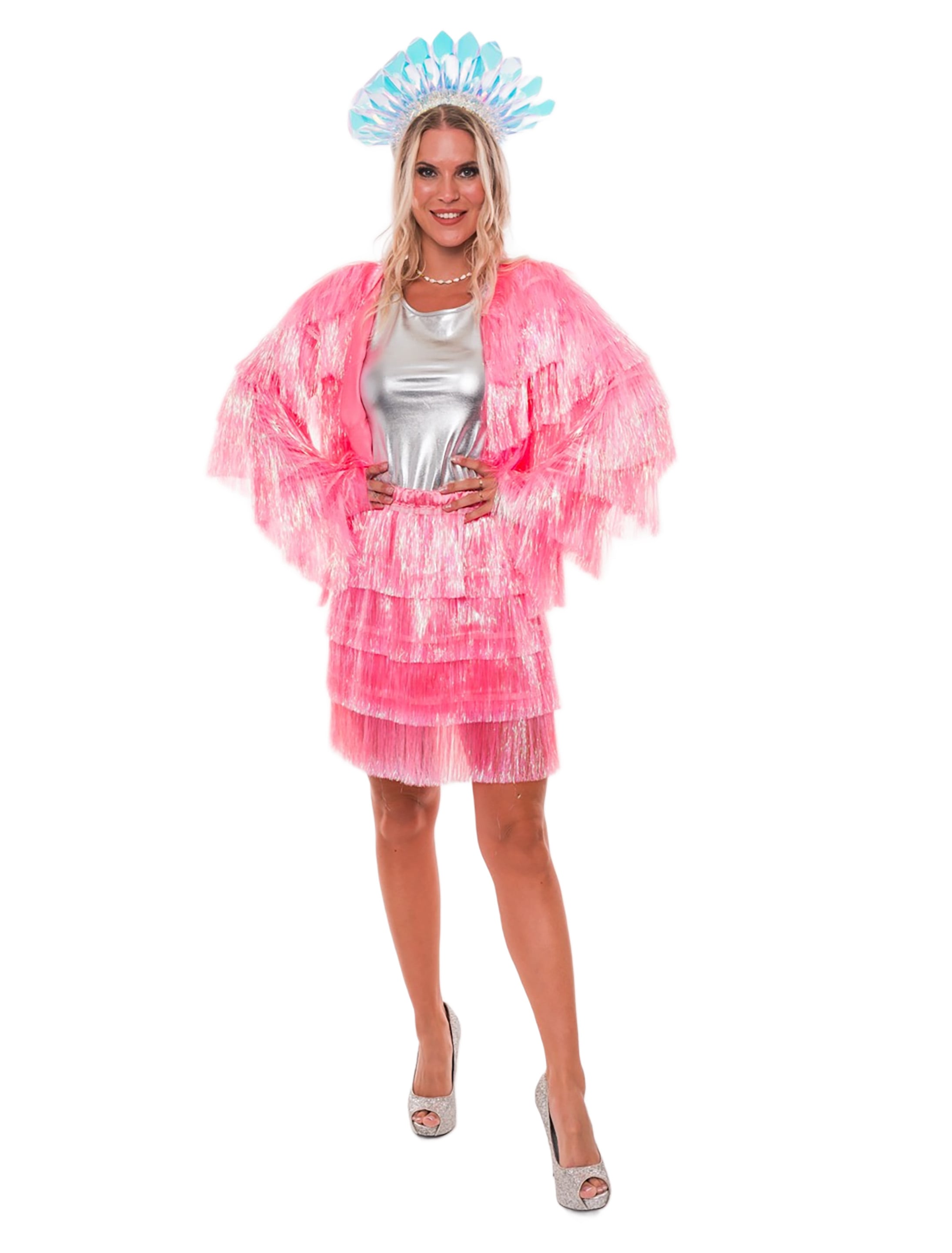 Jacke Lametta fein Damen neonpink XXS/XS