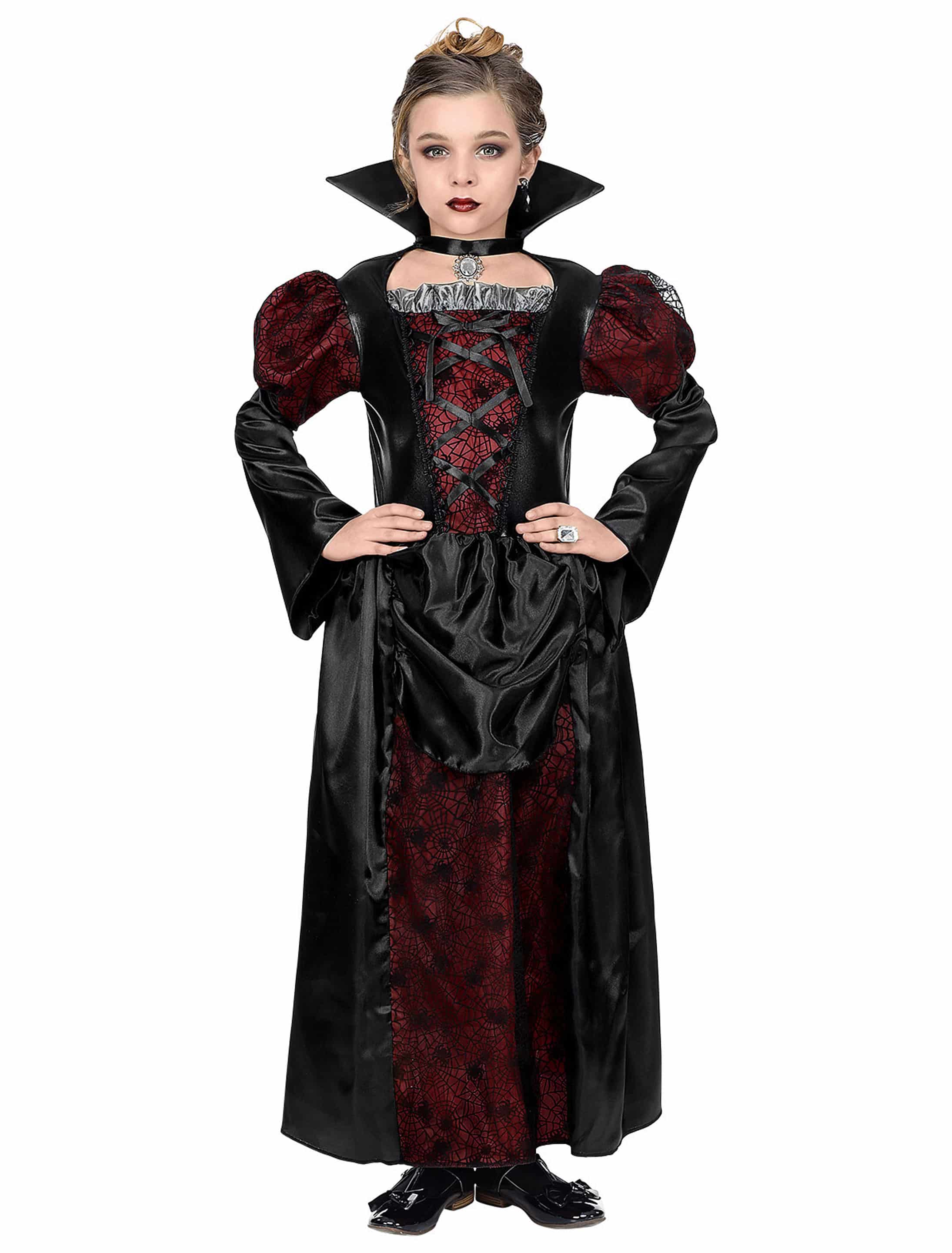 Kleid Vampirin Kinder schwarz/rot 128