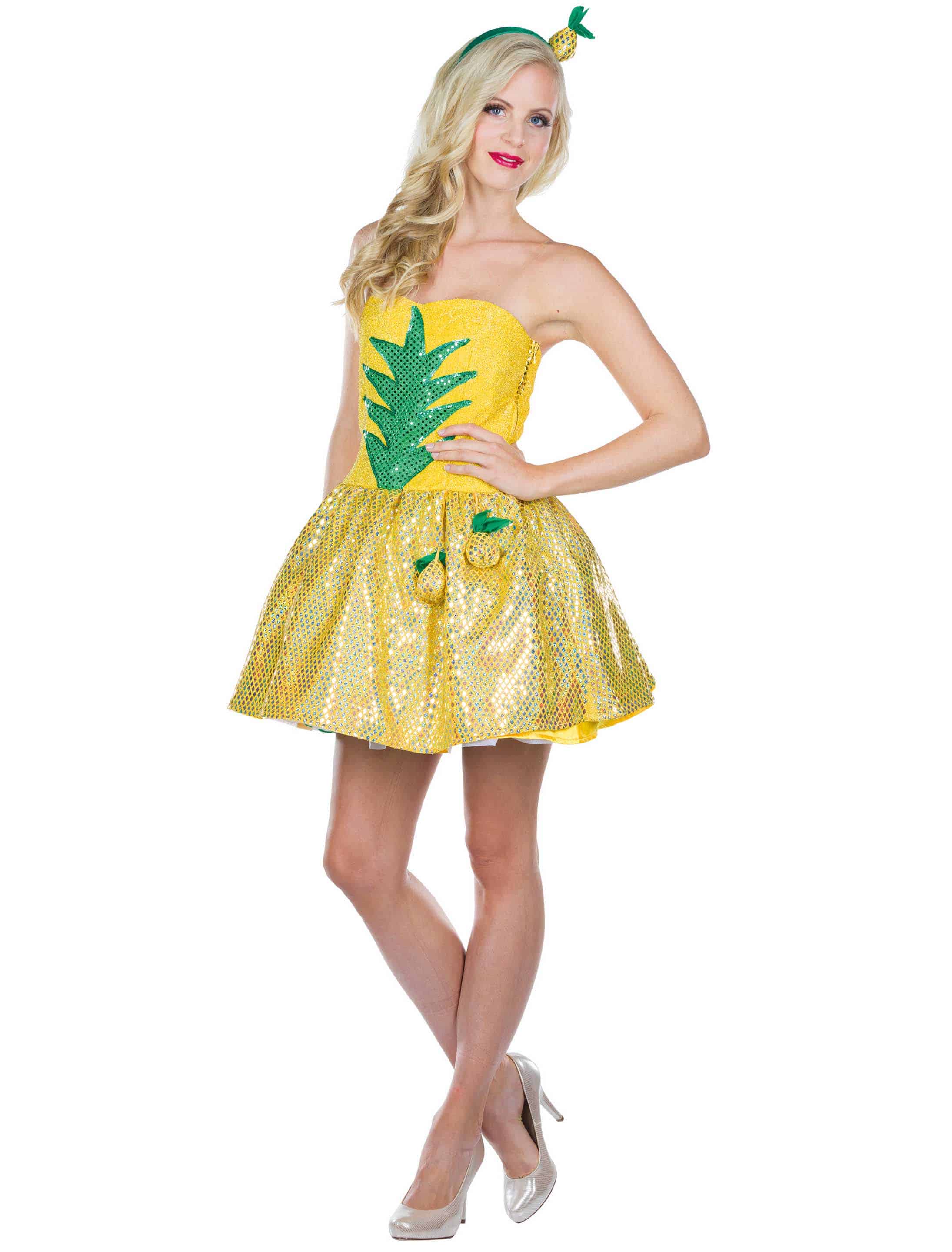 Kleid Ananas mit Pailletten 2-tlg. gelb 42