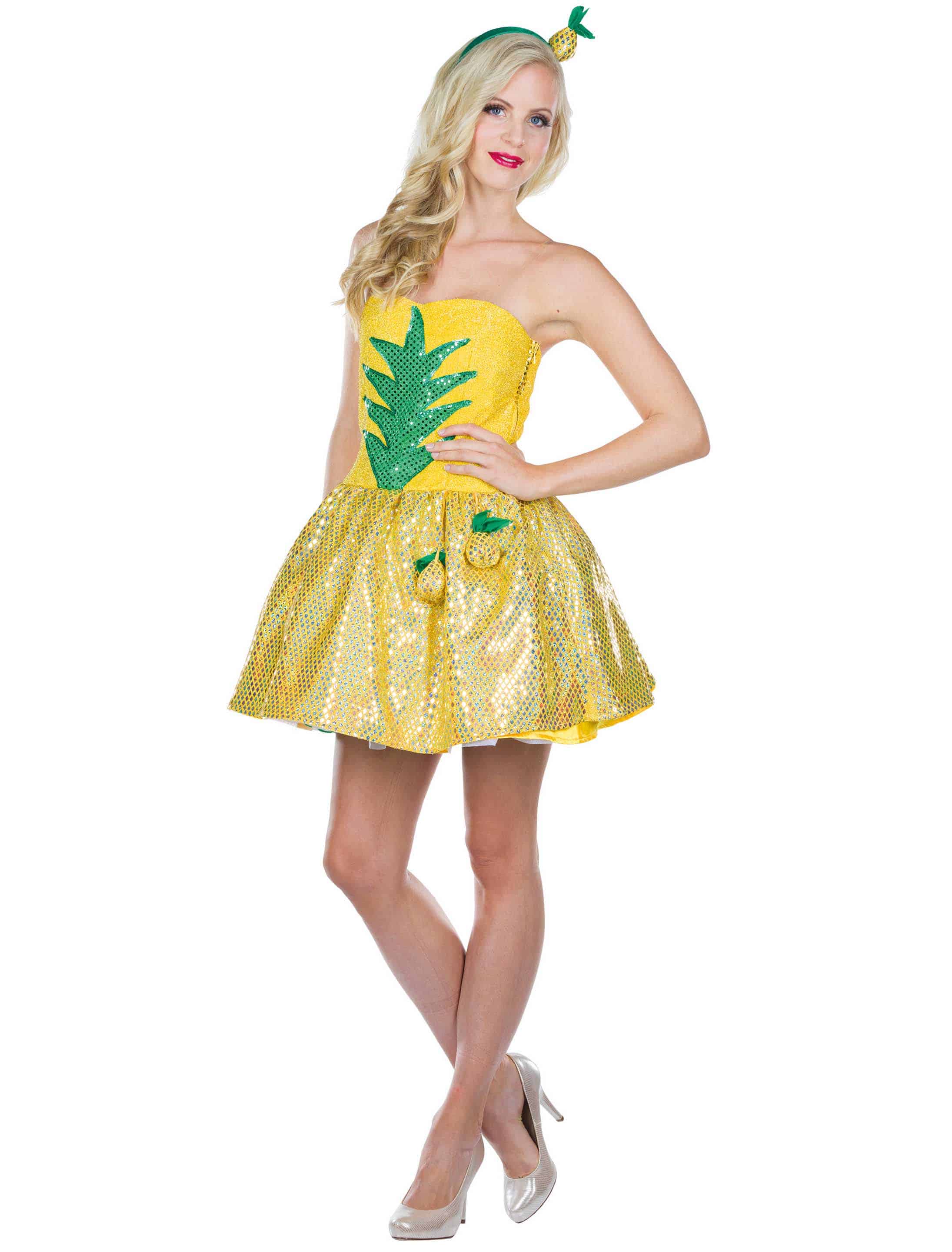 Kleid Ananas mit Pailletten 2-tlg. gelb 36