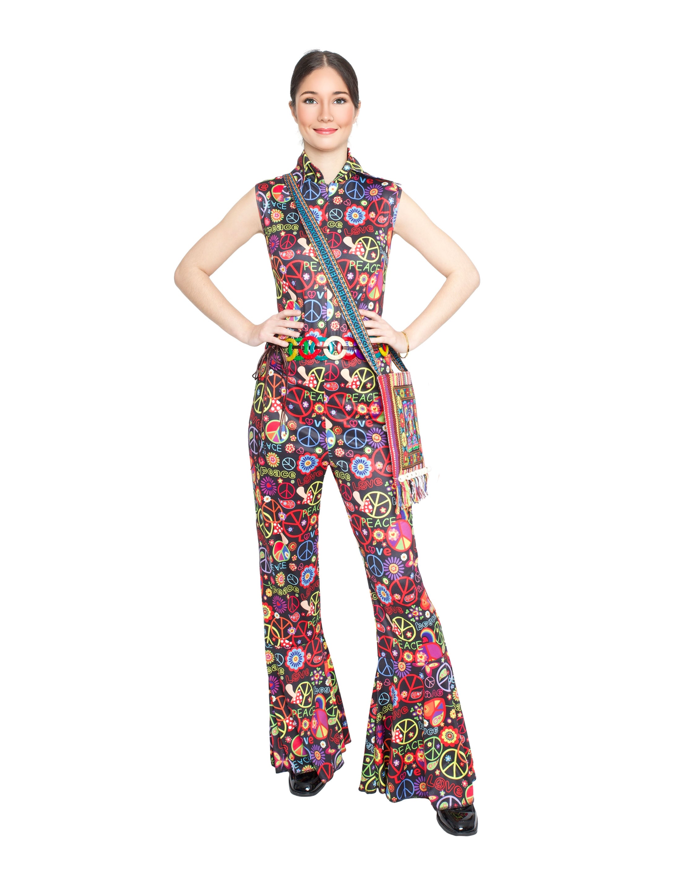 Jumpsuit Hippie Peace Damen bunt S/M