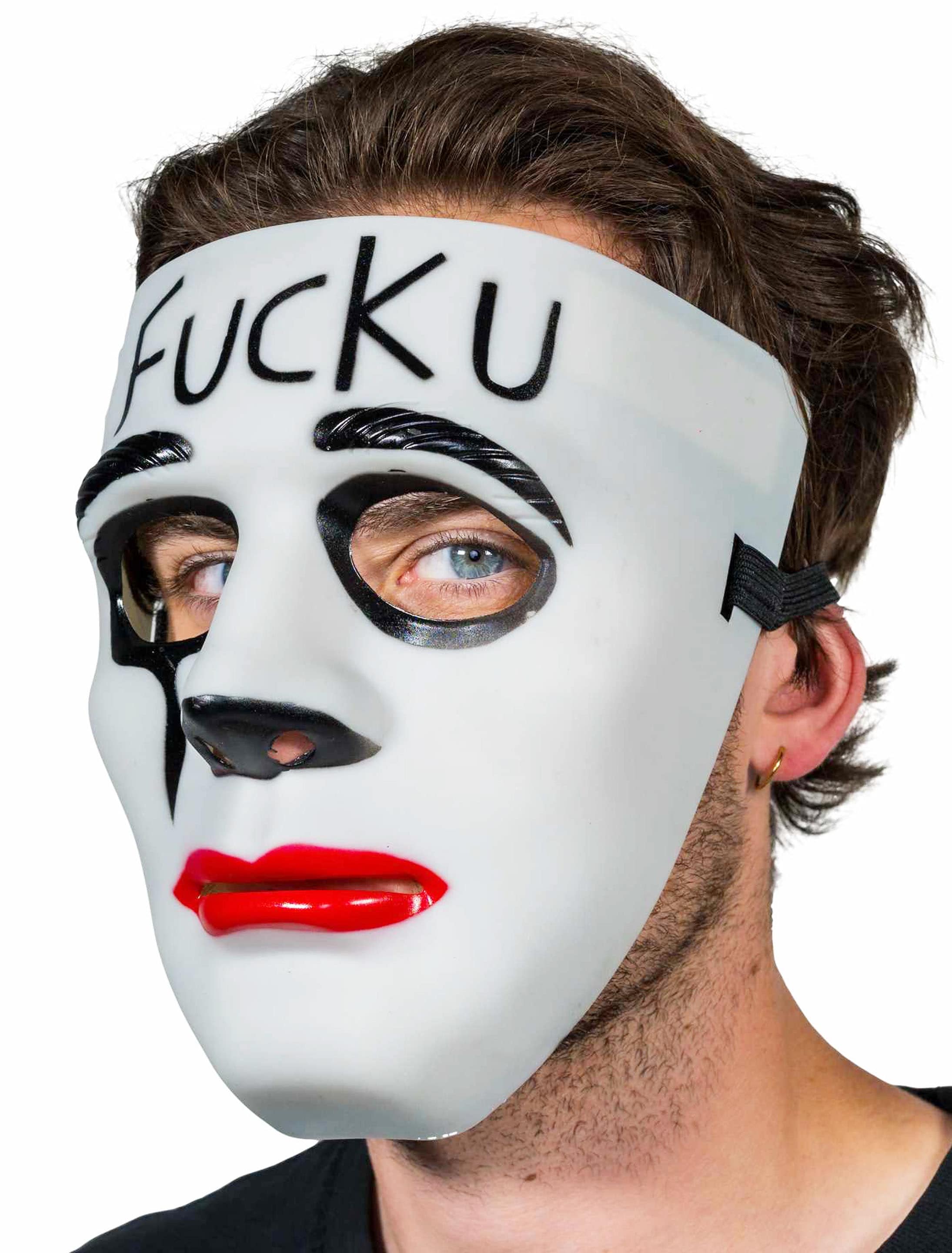 Maske Fuck U schwarz/weiß