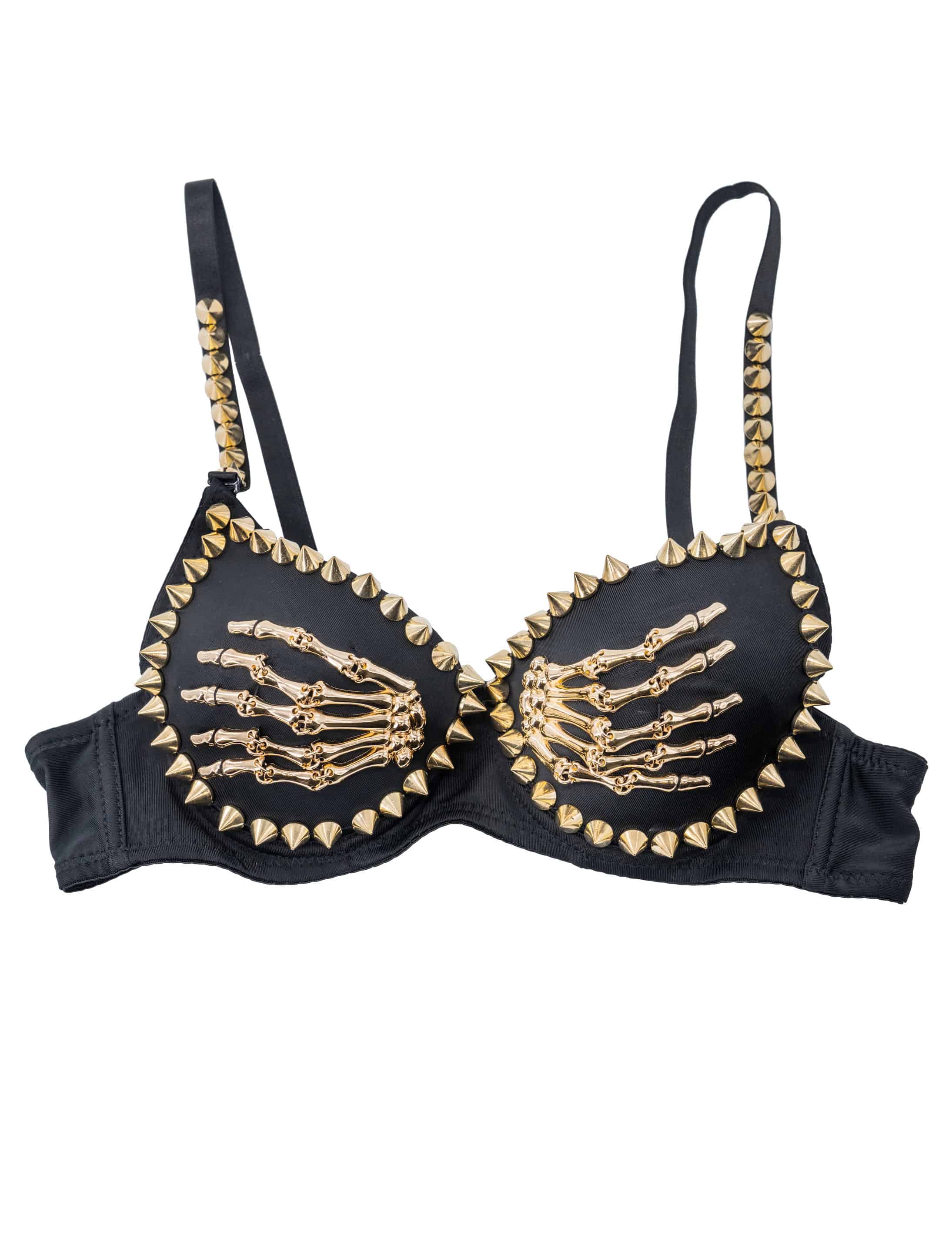 BH mit Skeletthänden Damen schwarz/gold L-XL