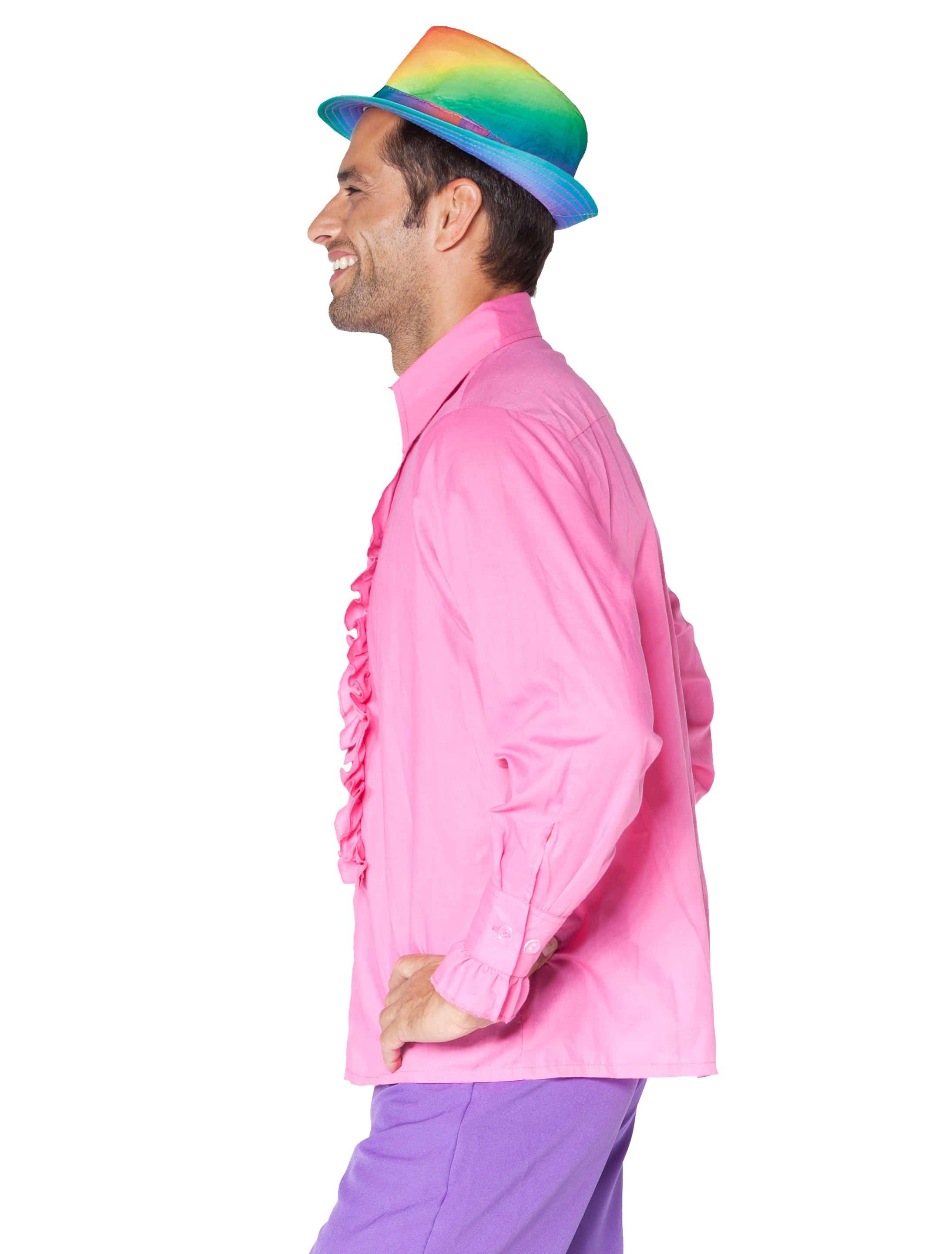 Rüschenhemd Herren pink L