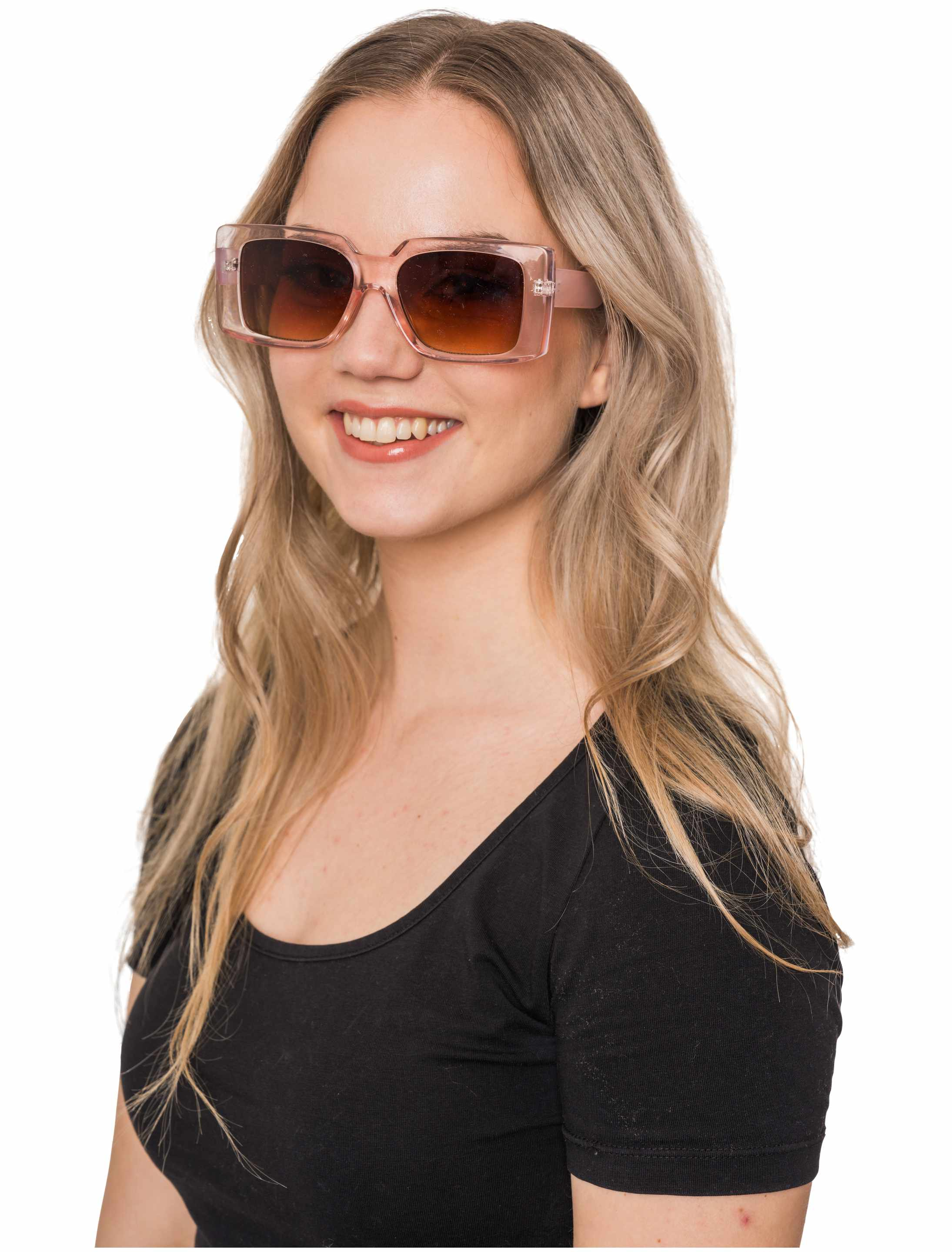 Brille eckig transparent pink Brille eckig transparent pink
