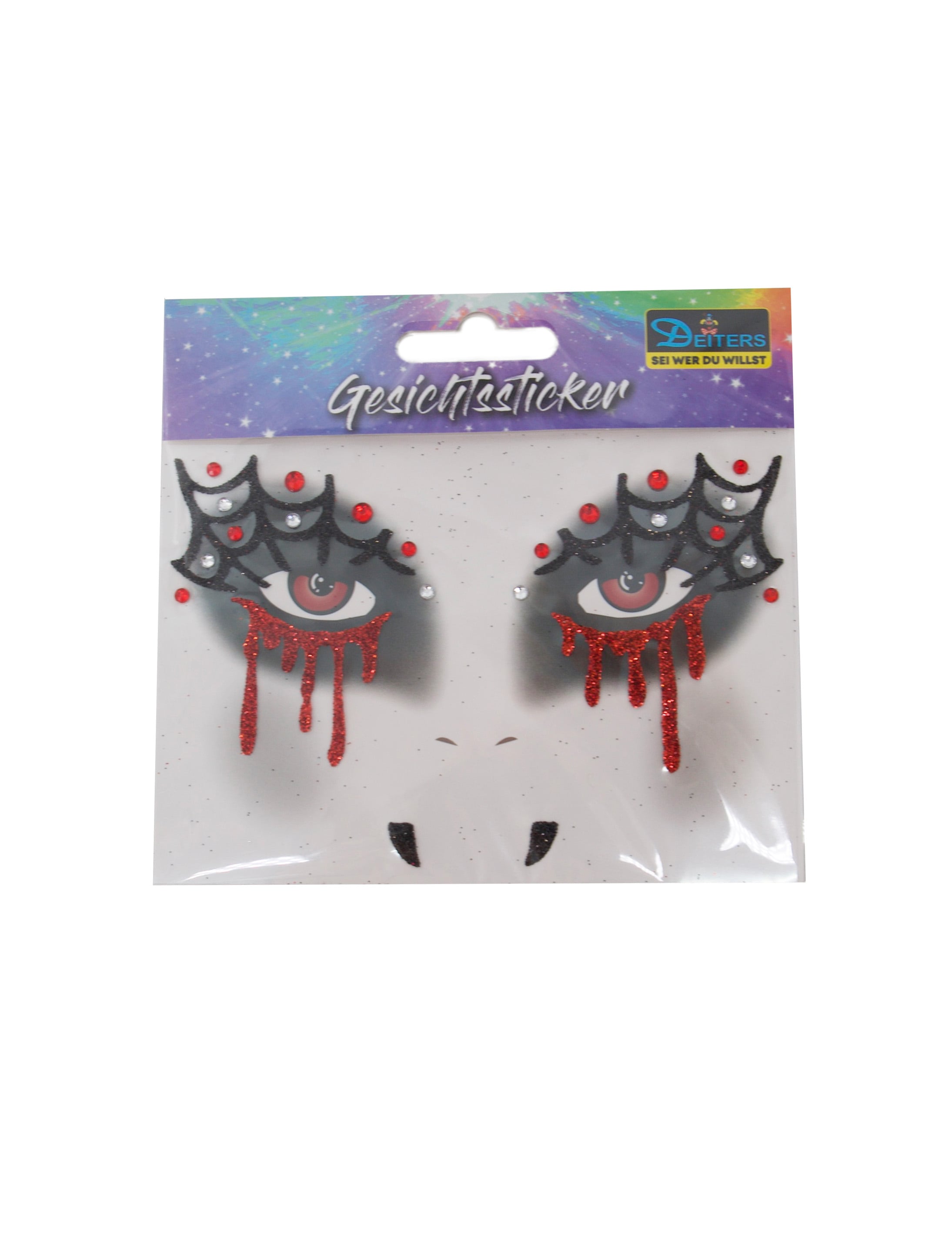 Gesichtssticker Vampir schwarz/rot