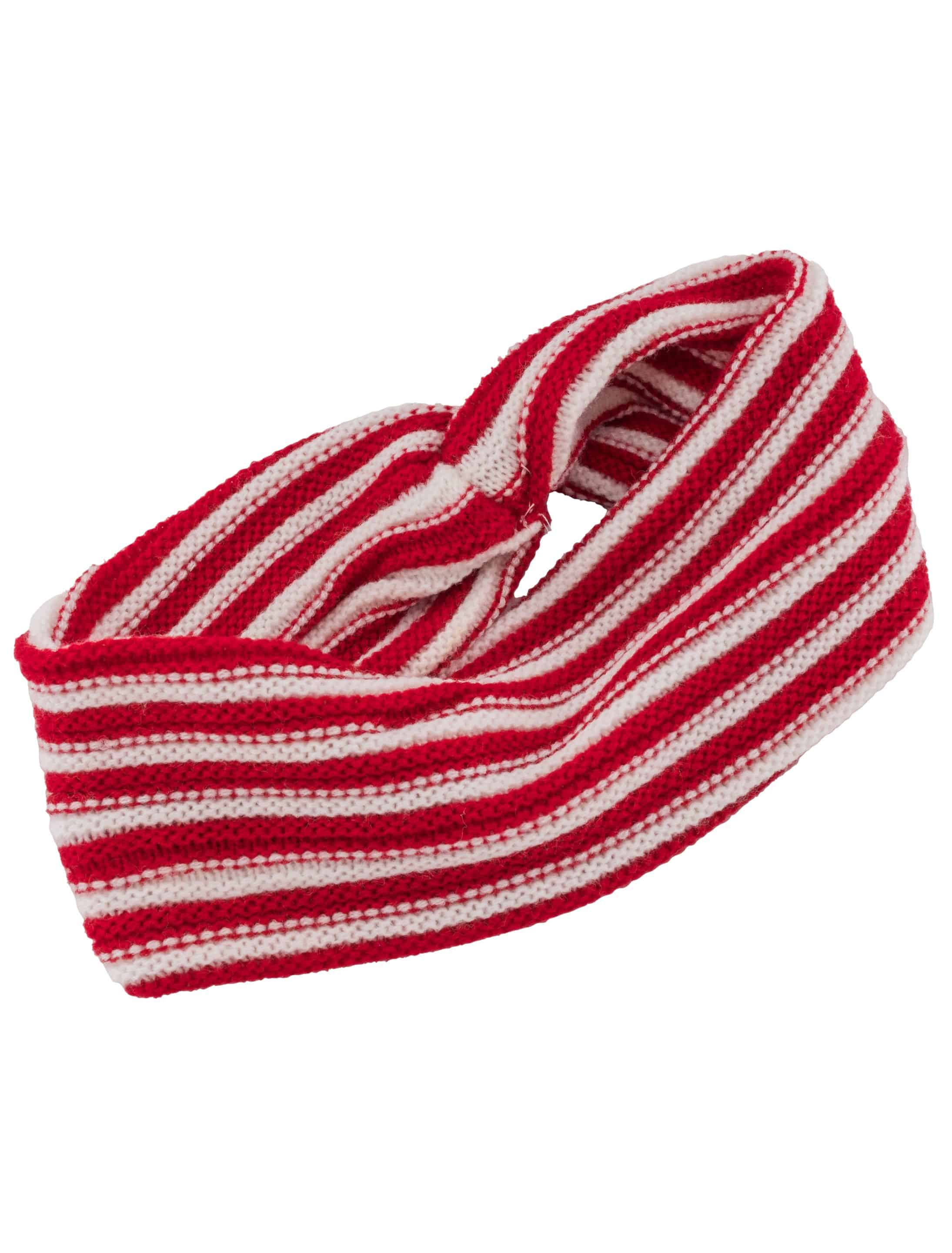 Kopfband gestrickt Damen rot/weiß one size