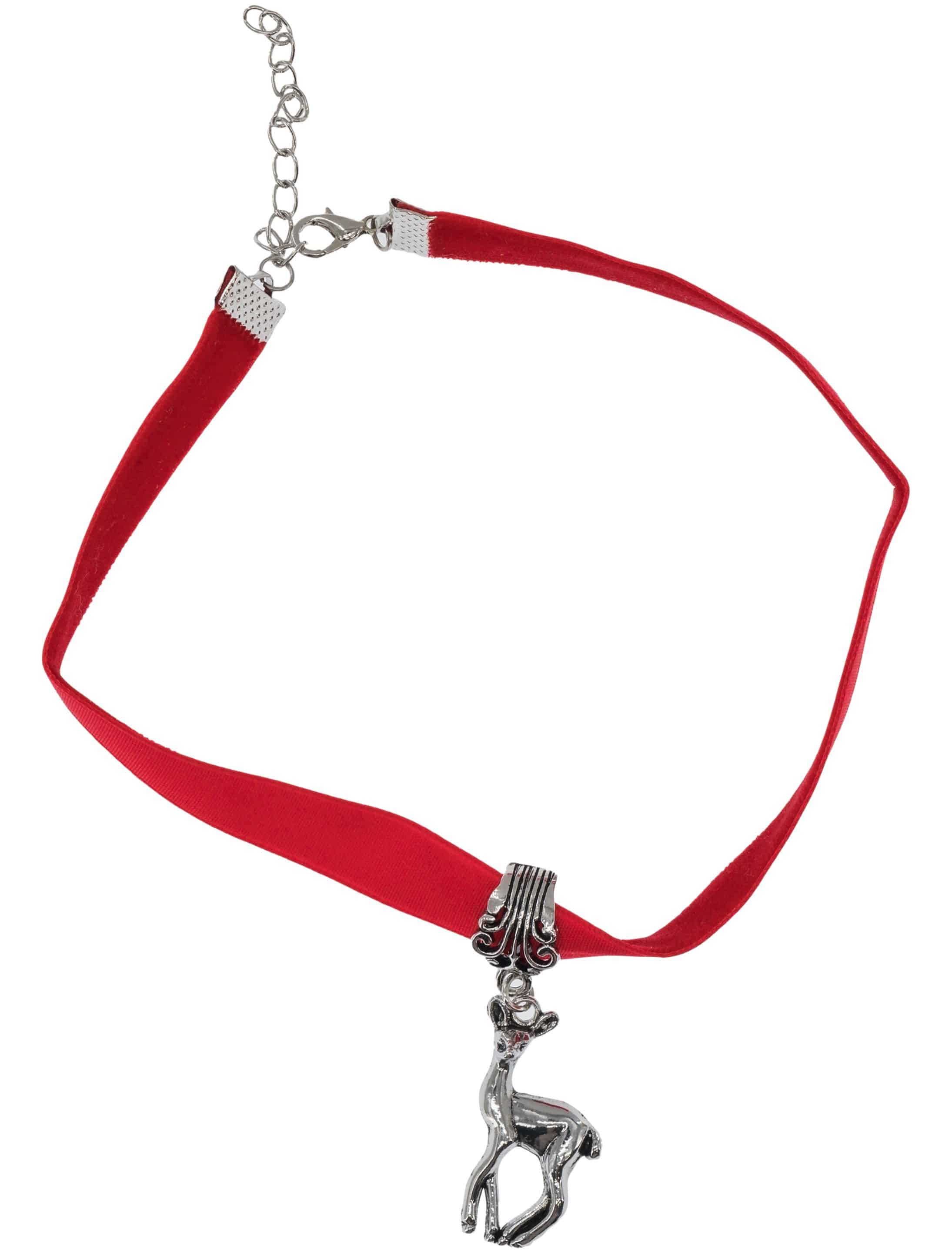 Halskette Choker mit Reh Damen rot