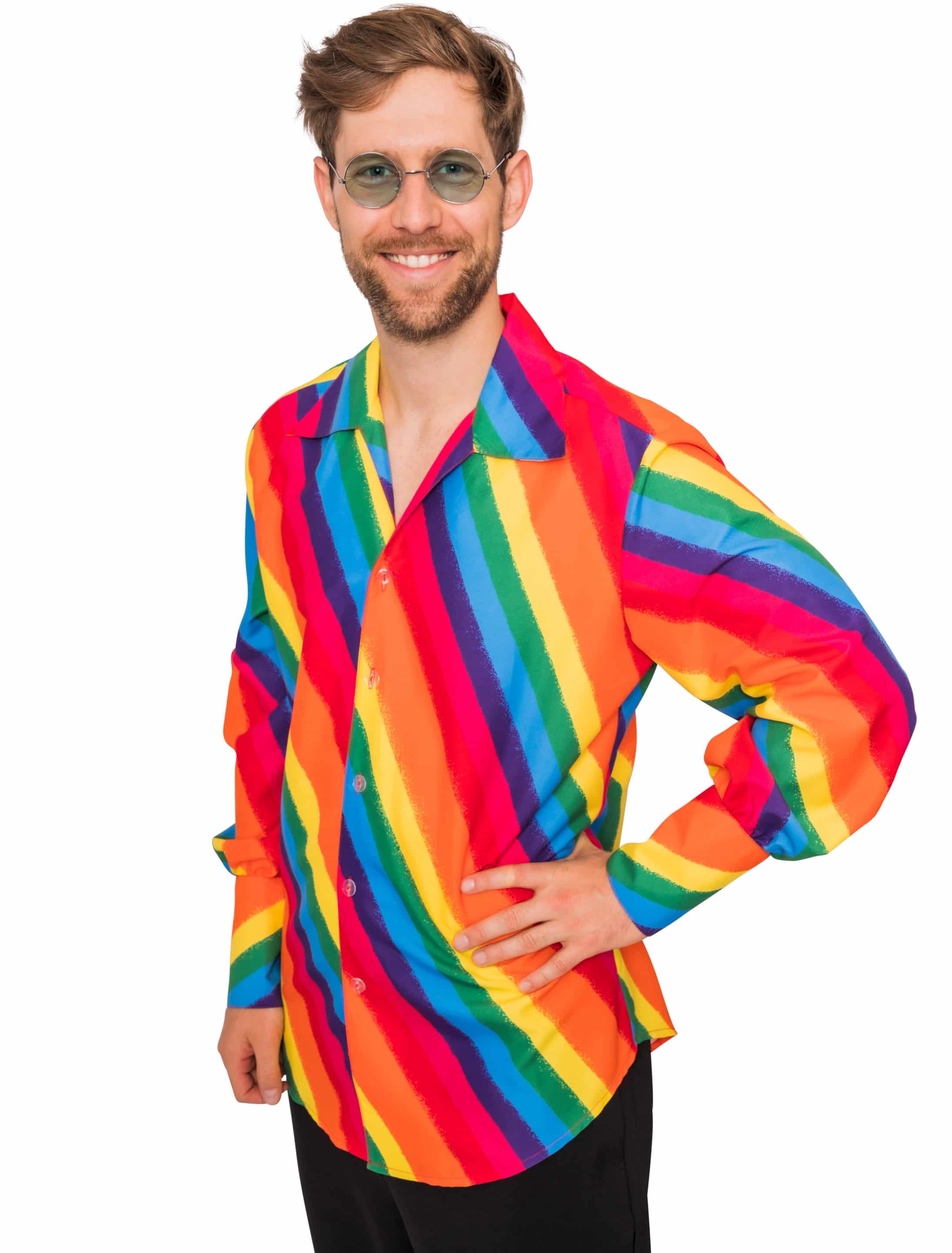 Hemd Herren Regenbogen Streifen Herren rainbow 3XL