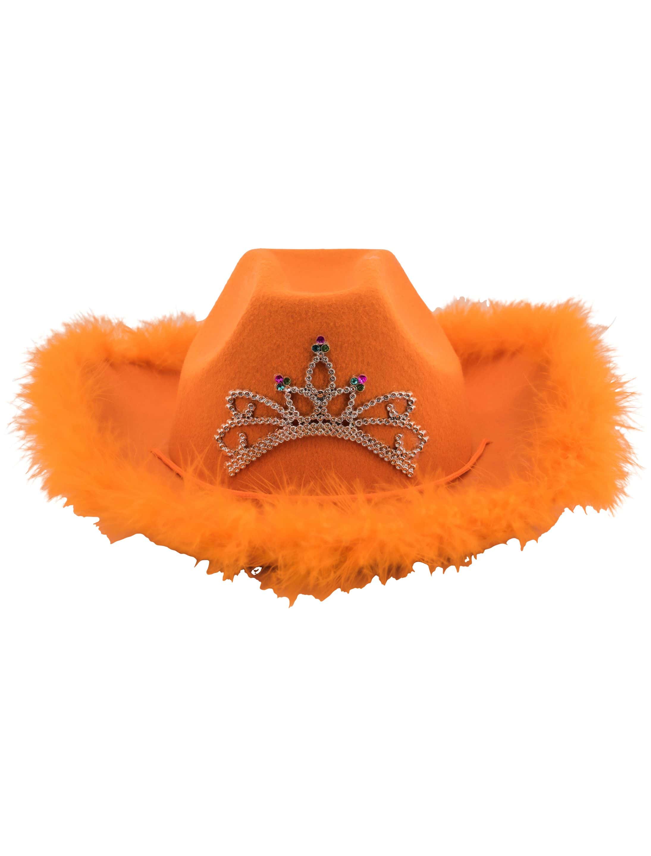 Cowgirlhut mit Marabu orange one size