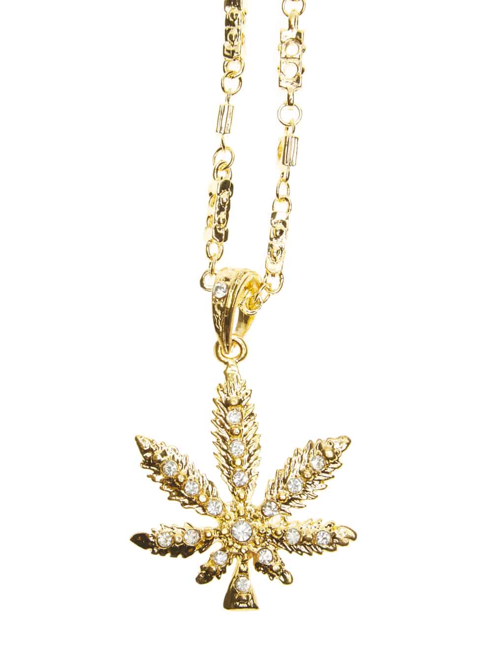 Halskette Cannabis mit Strass gold