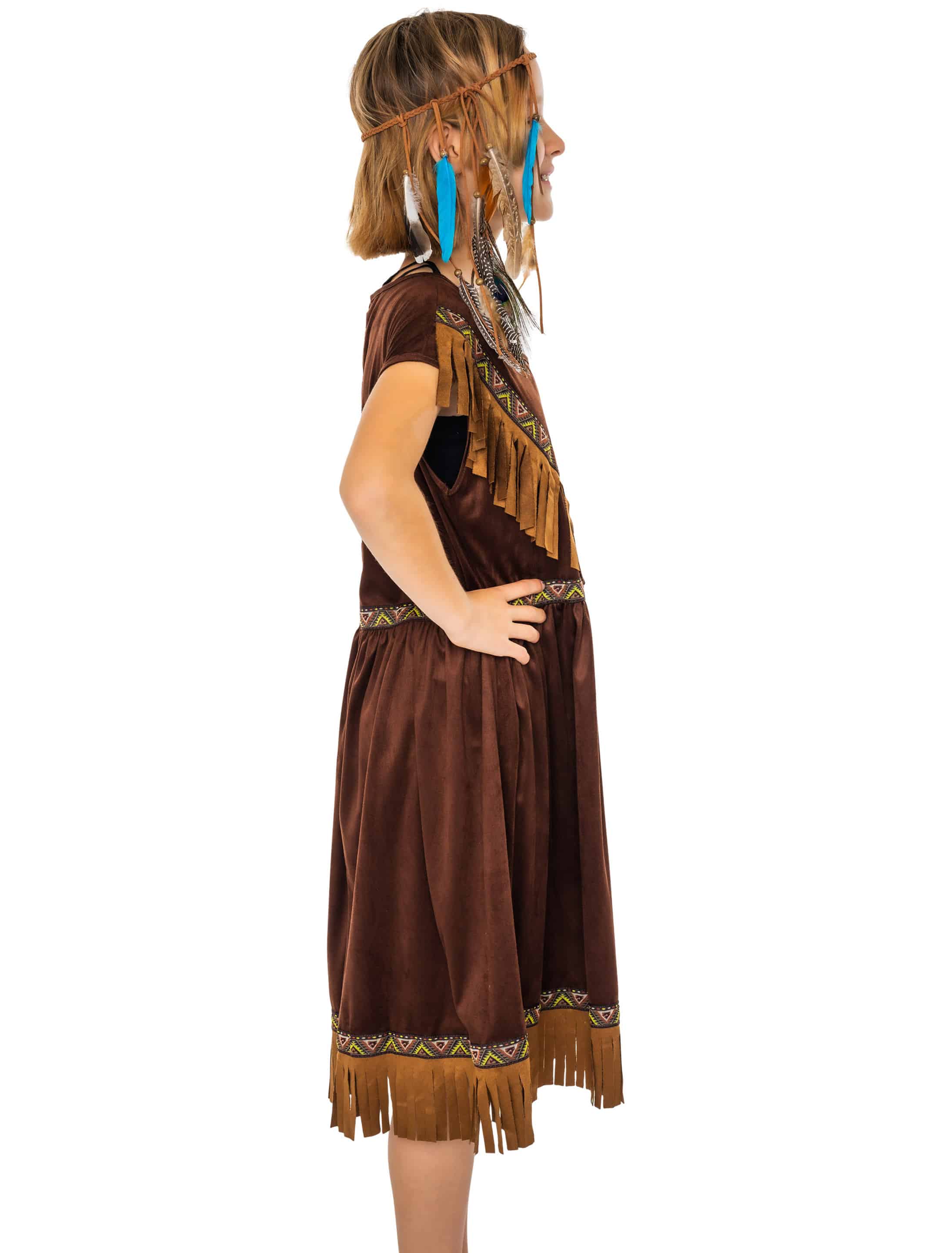 Kleid Indianerin Tahki Kinder Mädchen braun 128