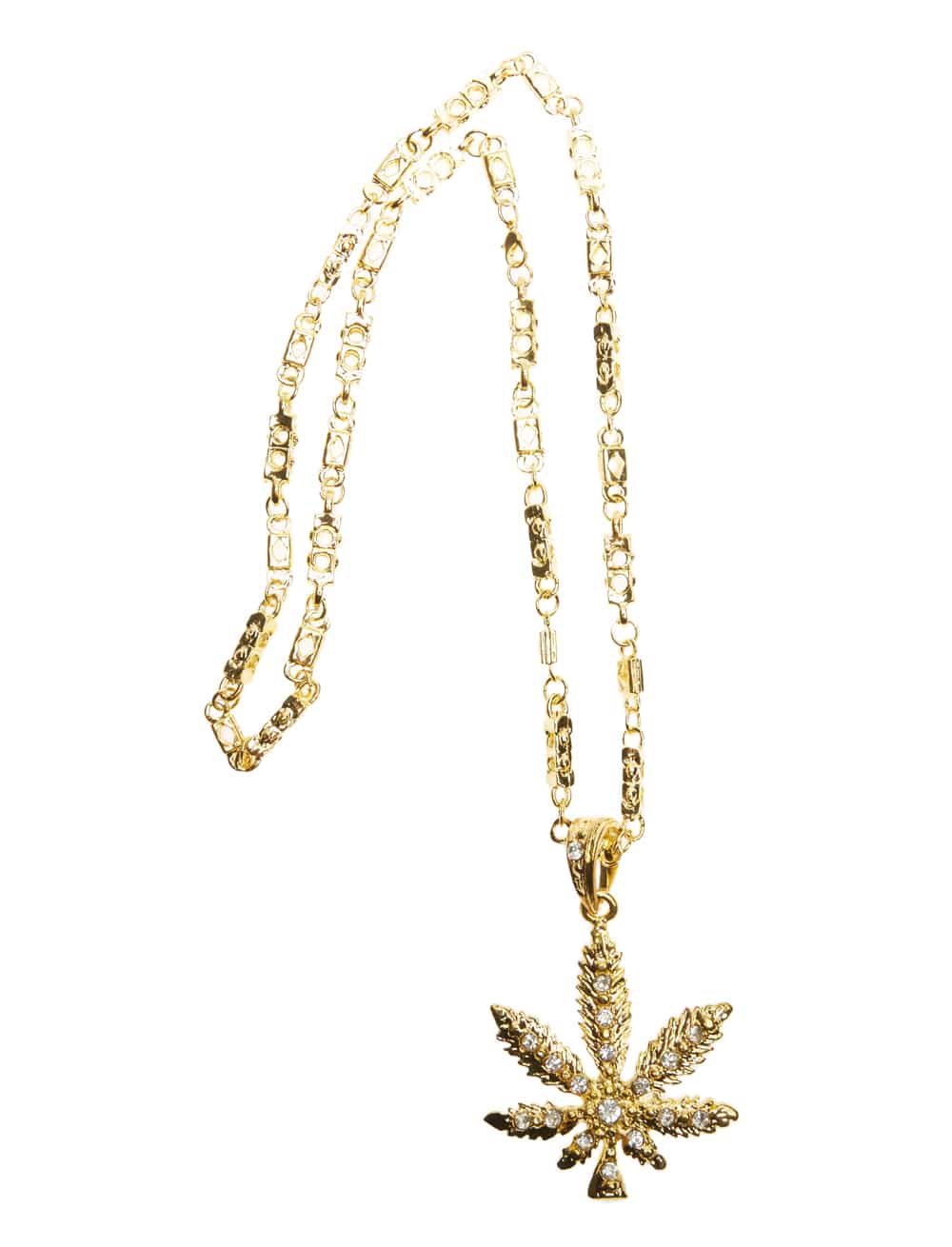 Halskette Cannabis mit Strass gold