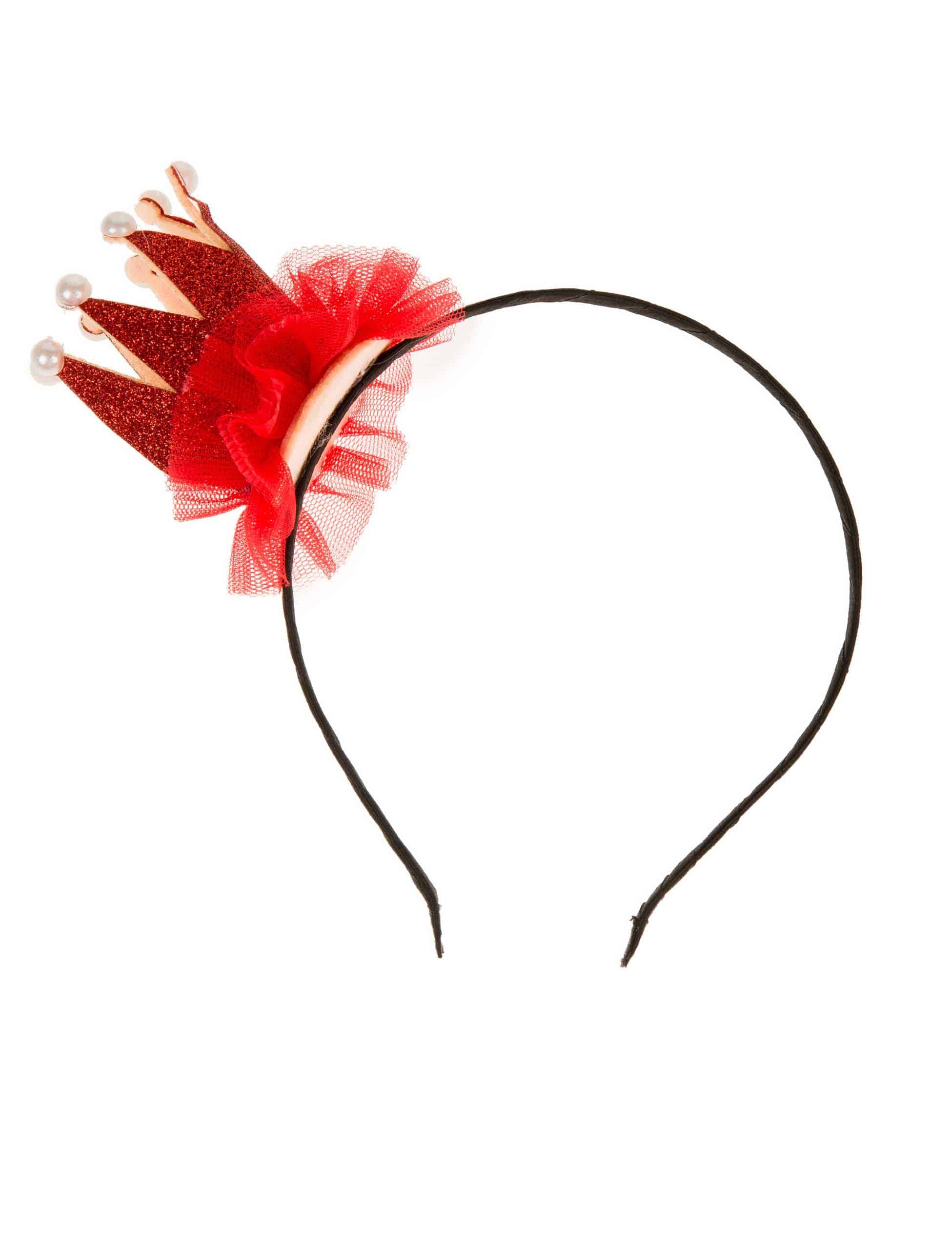 Haarreif mit Krone Damen rot Haarreif mit Krone Damen rot