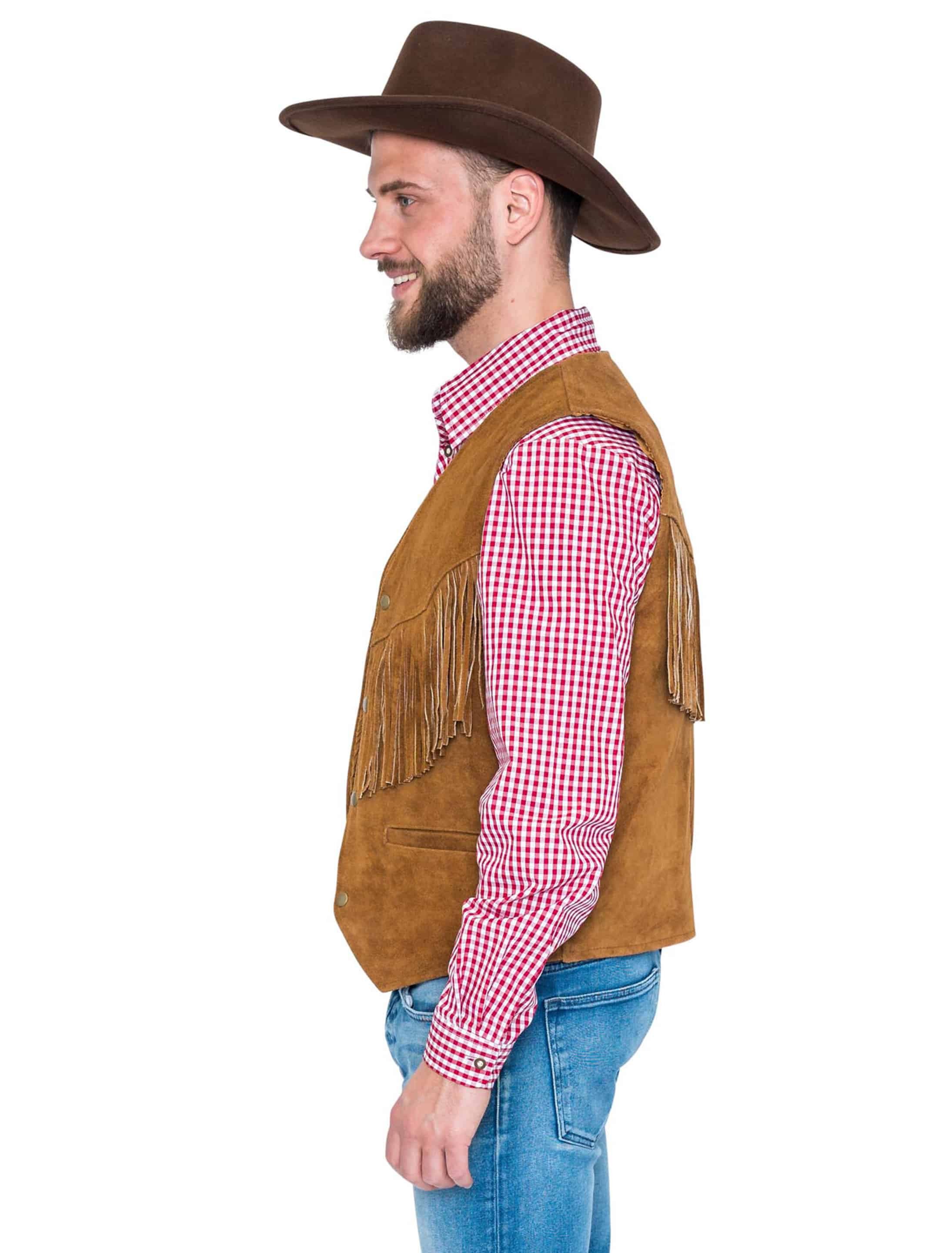 Weste Cowboy Leder Herren braun S/M