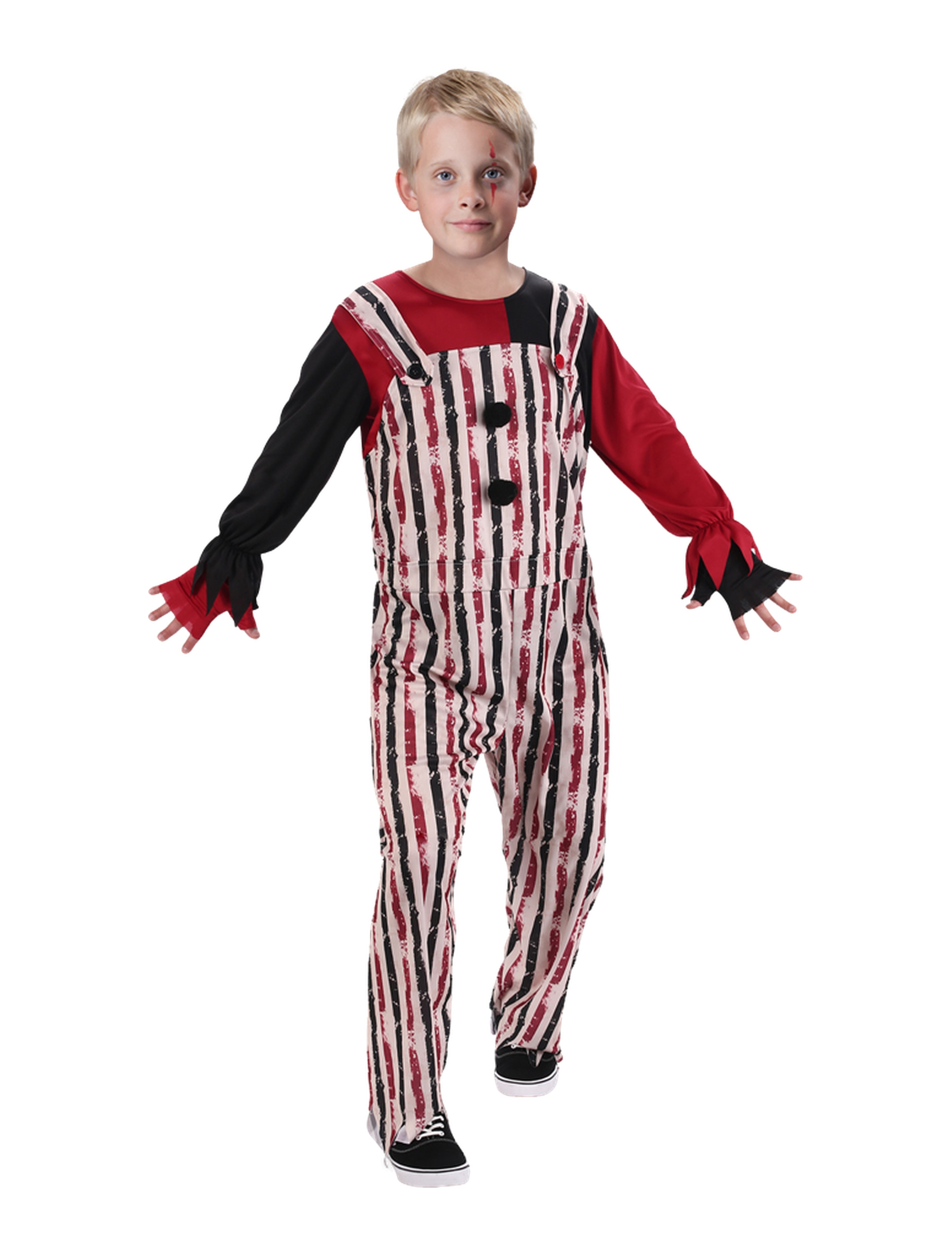 Overall Horrorclown 2-tlg. Kinder schwarz/weiß/rot 116