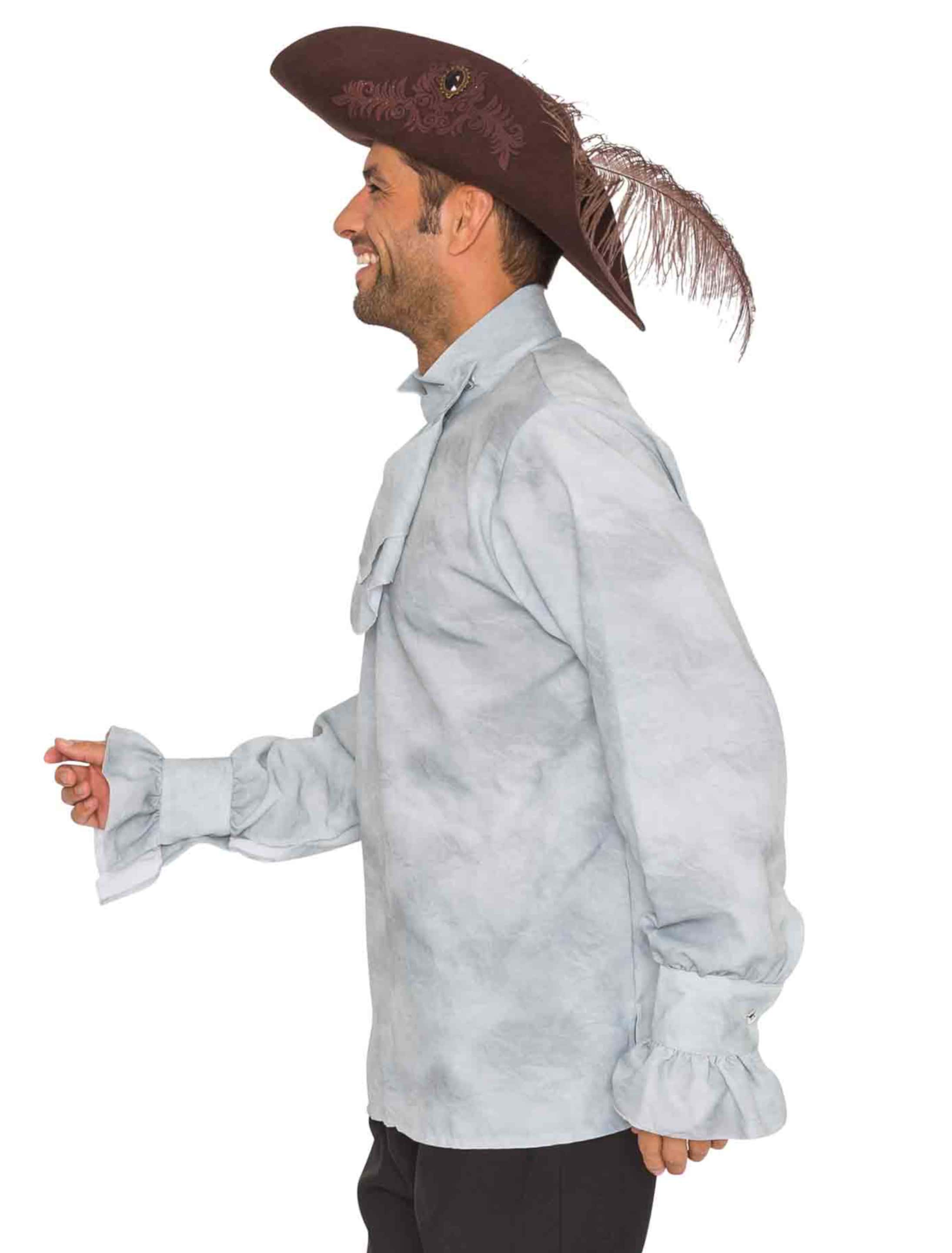 Hemd mit Jabot Herren grau XL