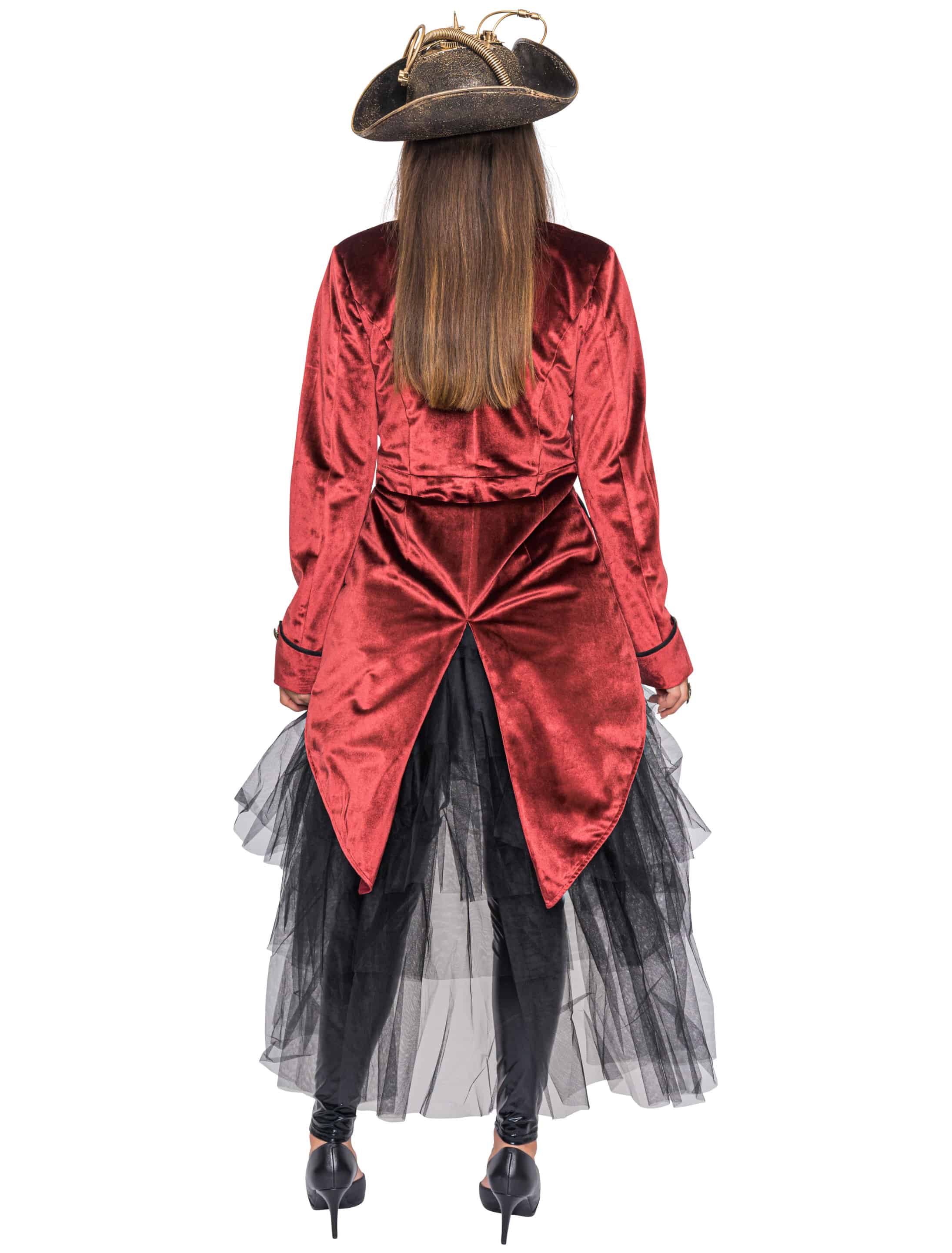 Frack Steampunk Damen Samt rot XL