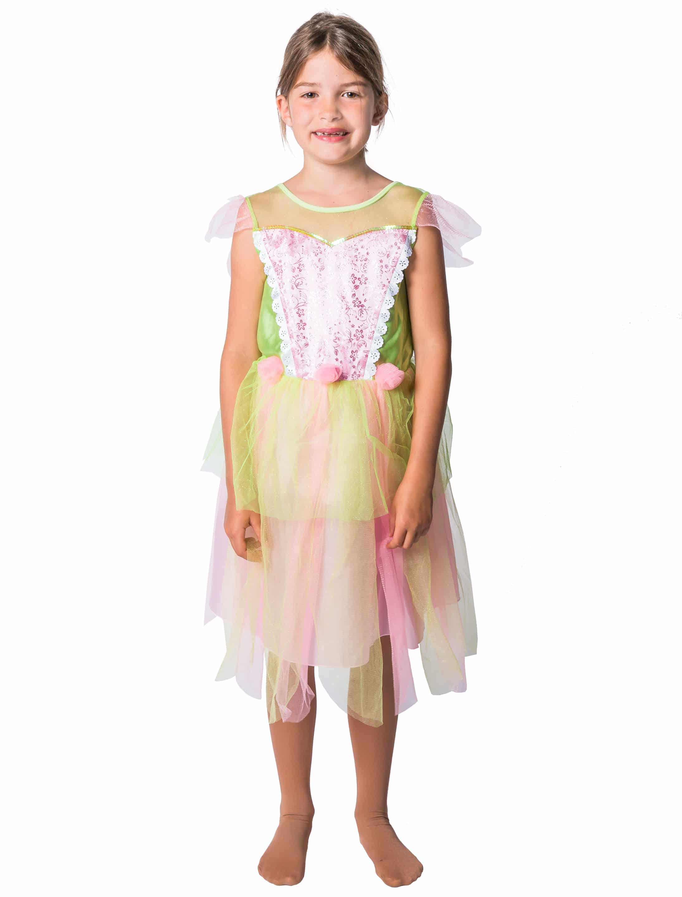 Kleid Fee Kinder grün/rosa 5-6 Jahre