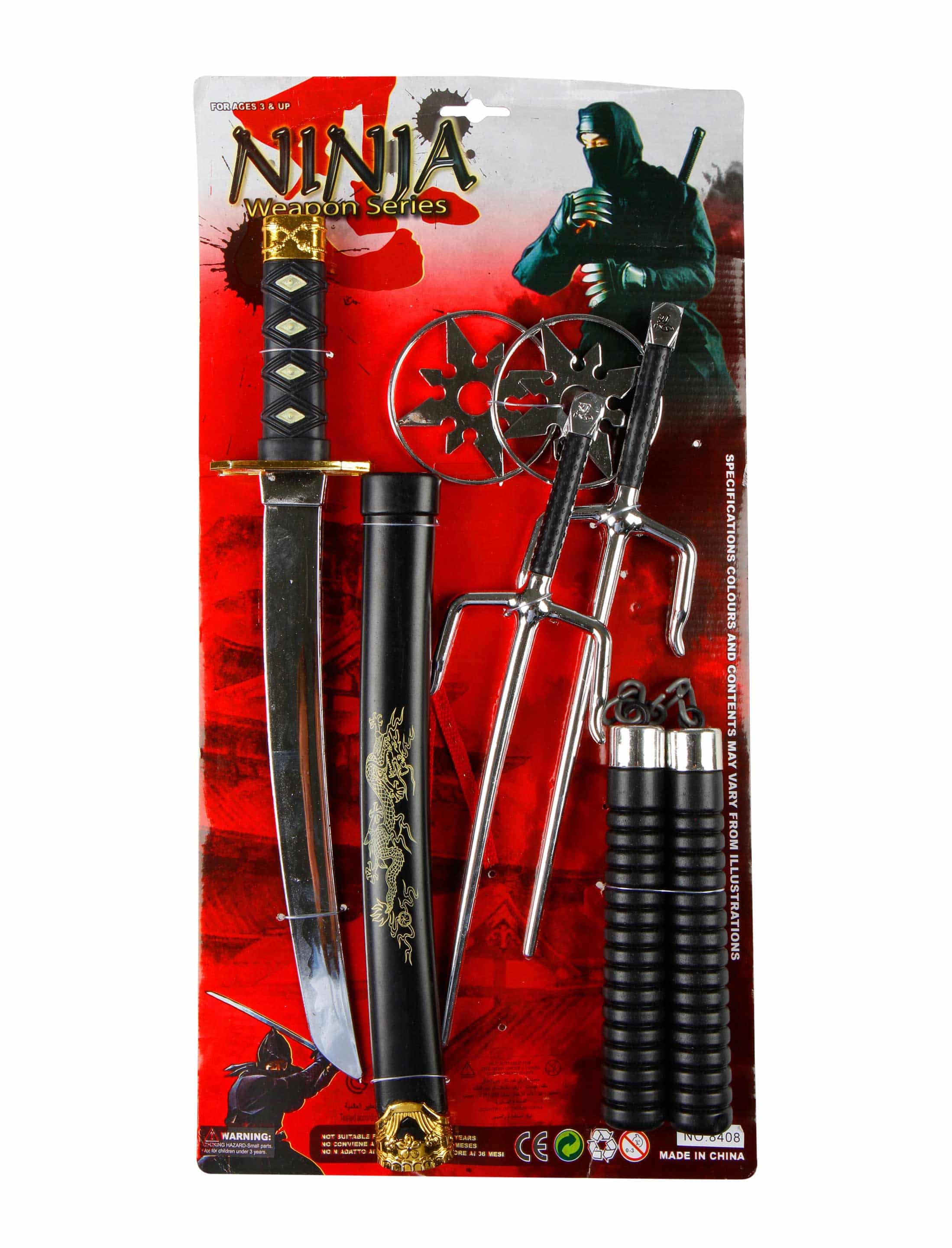 Ninja Waffen Set schwarz 6-tlg.