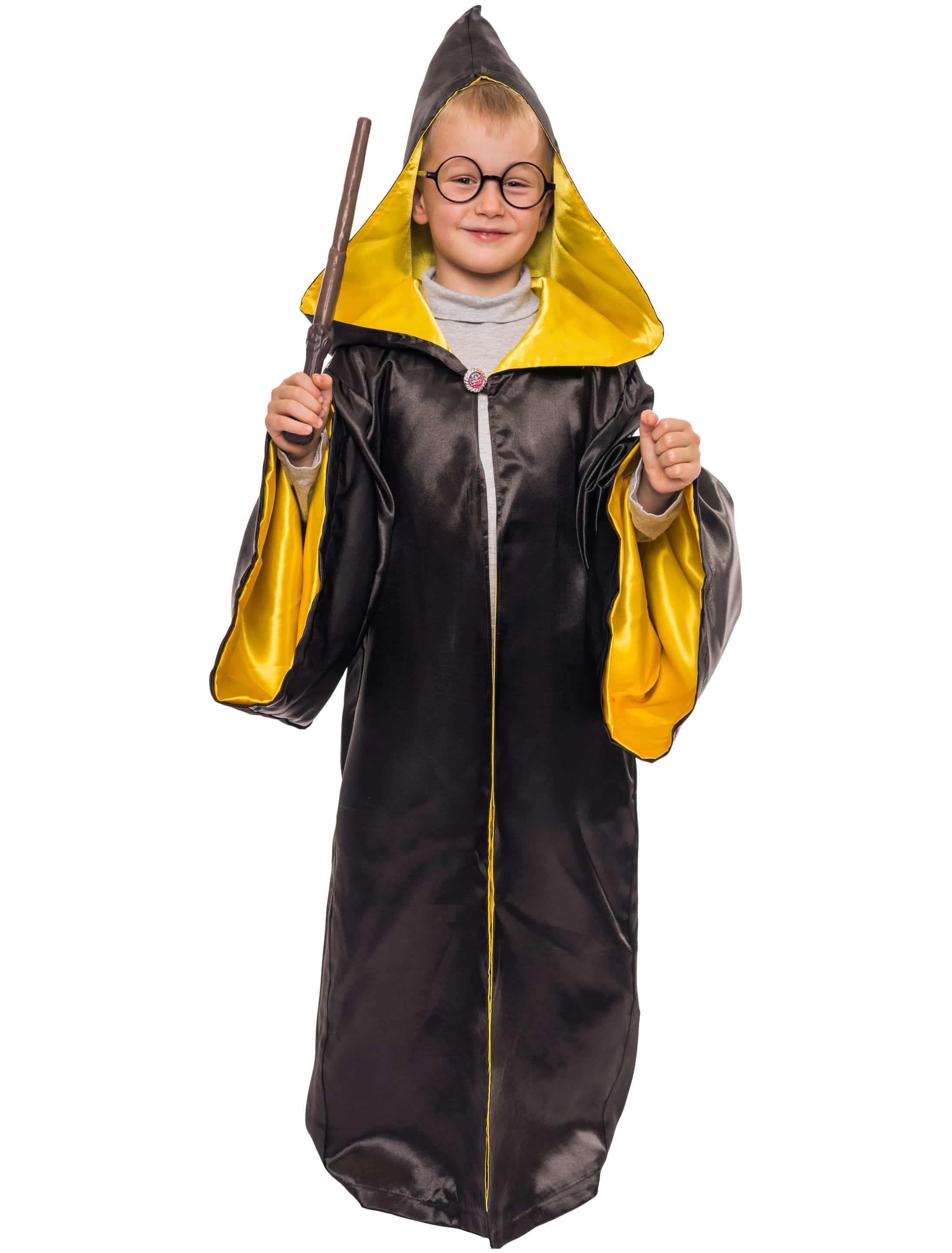Zauberer Robe Kinder schwarz/gelb one size