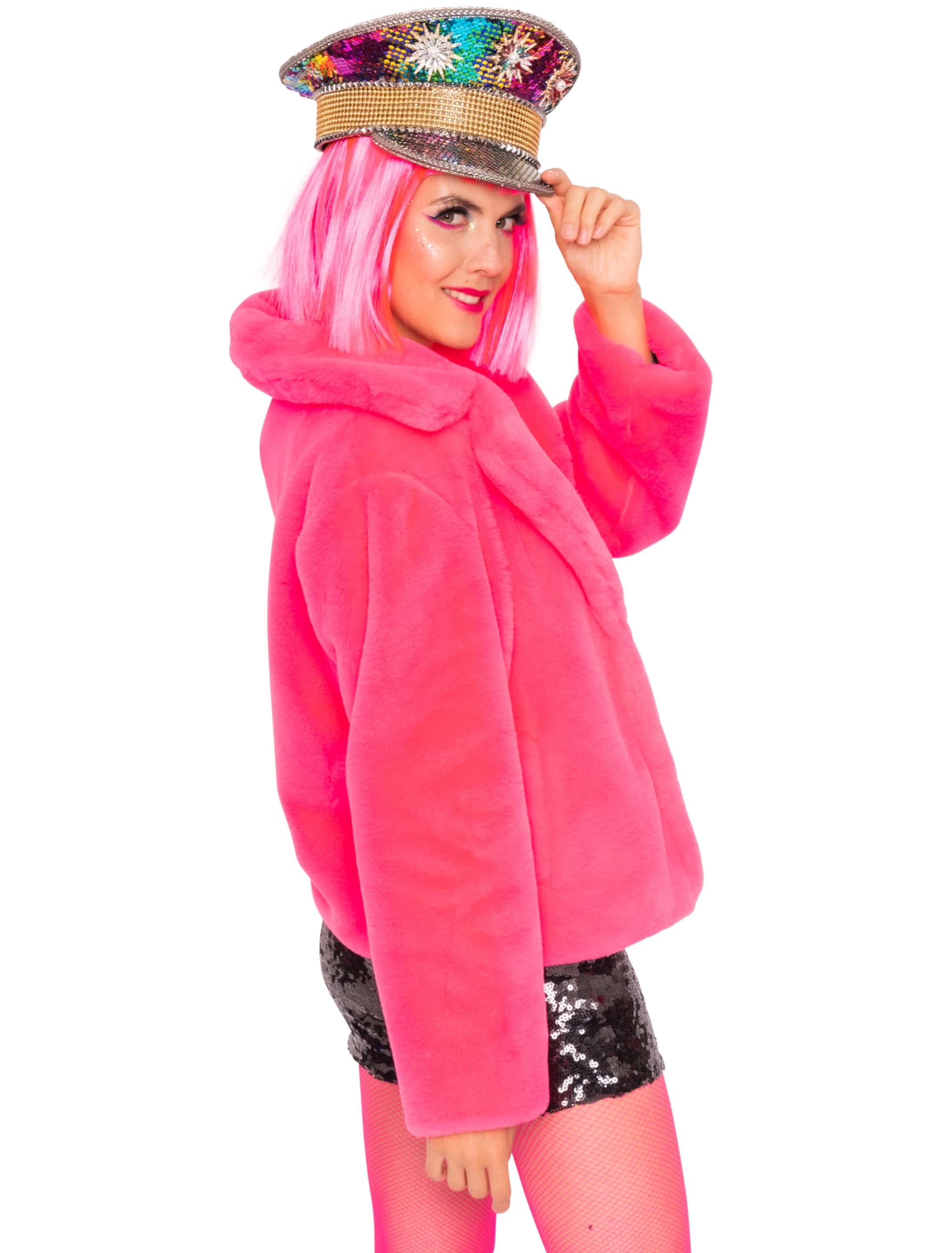 Jacke Faux-Fur Damen pink L/XL