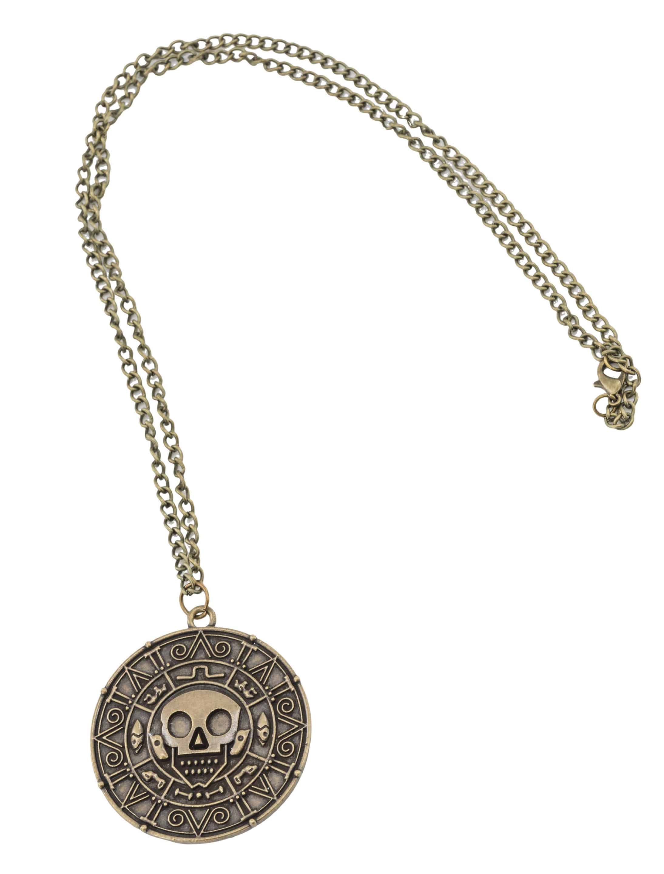Halskette Medaillon Totenschädel gold