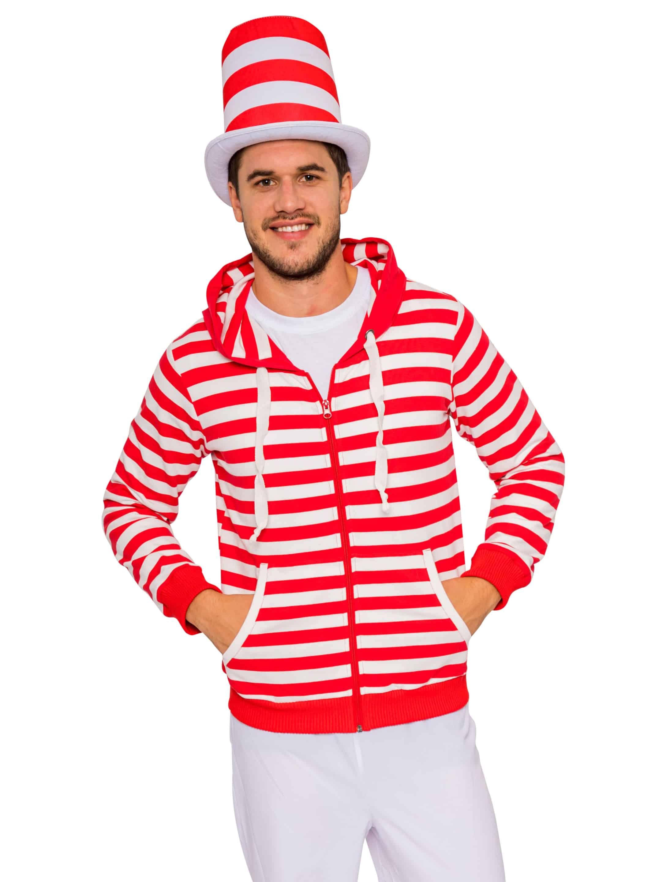 Sweatshirt Jacke gestreift rot/weiß M