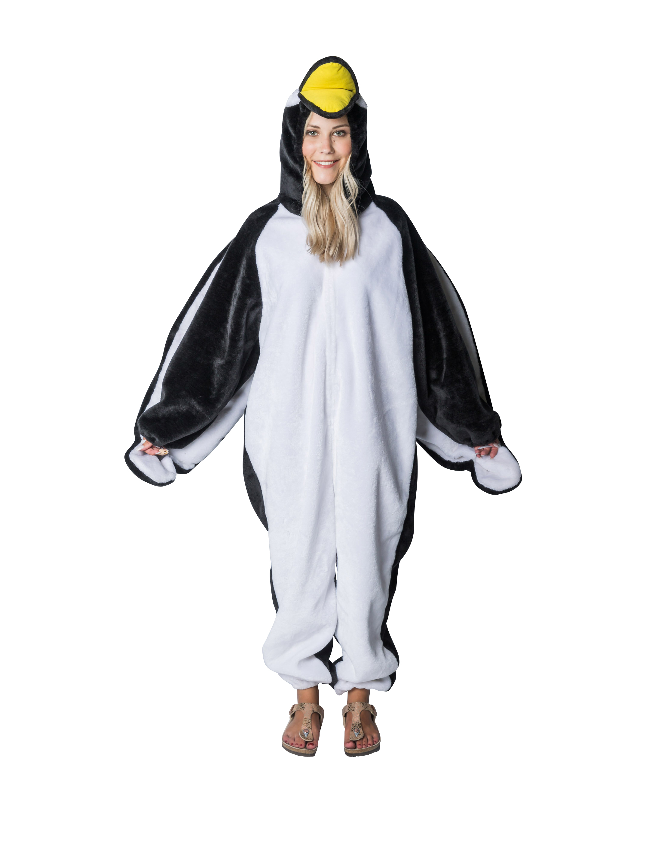 Overall Plüsch Pinguin Damen schwarz/weiß 34-36