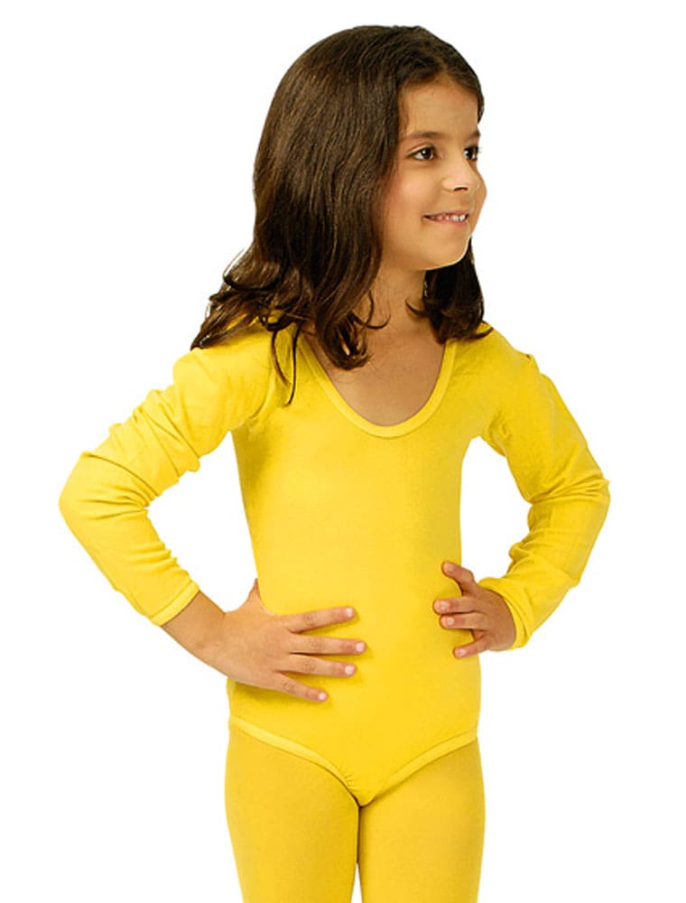 Body langarm elastisch Kinder gelb 116-128