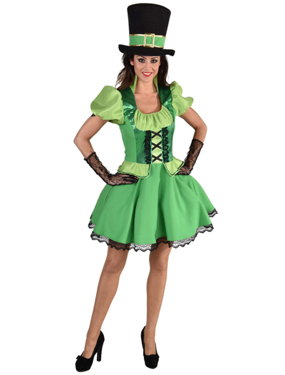 Smiffys St. Patrick's Day Glitzerfee-Kostüm – Kleid & Krone In Grün