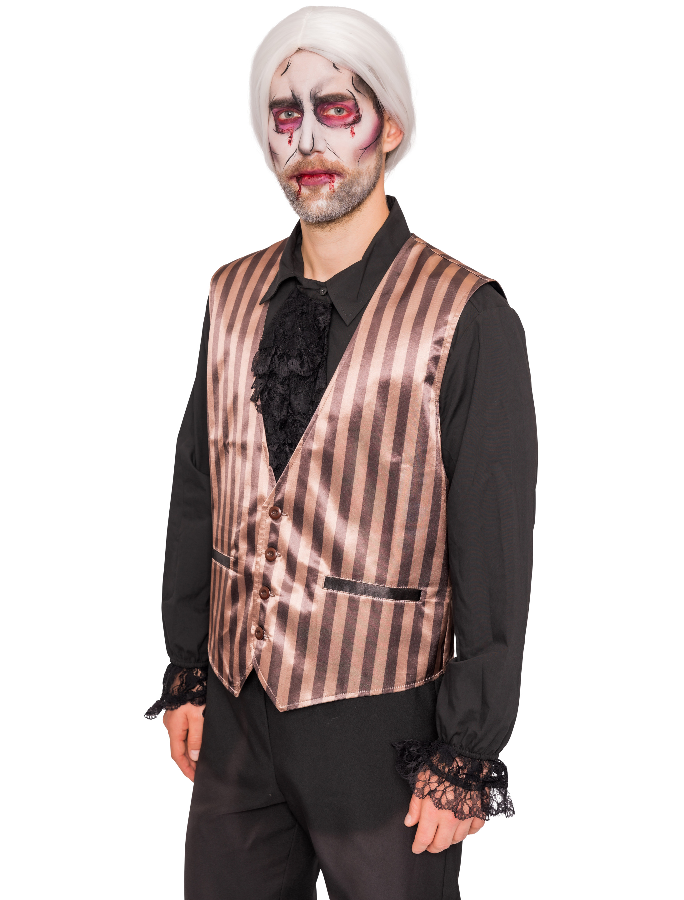 Weste Herren gestreift braun S/M
