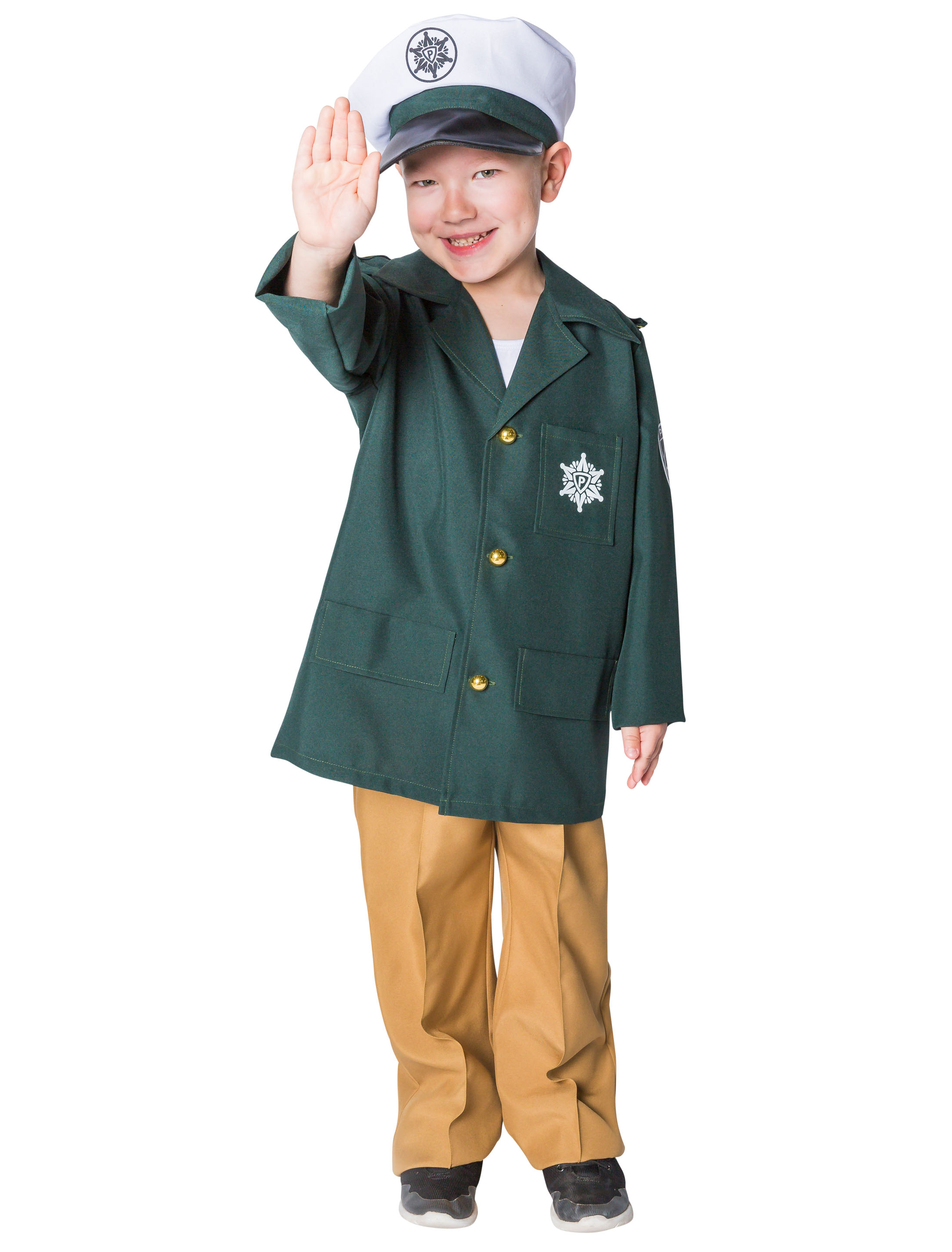 Polizist Kinder 3-tlg. grün 128 Polizist Kinder 3-tlg. grün 128