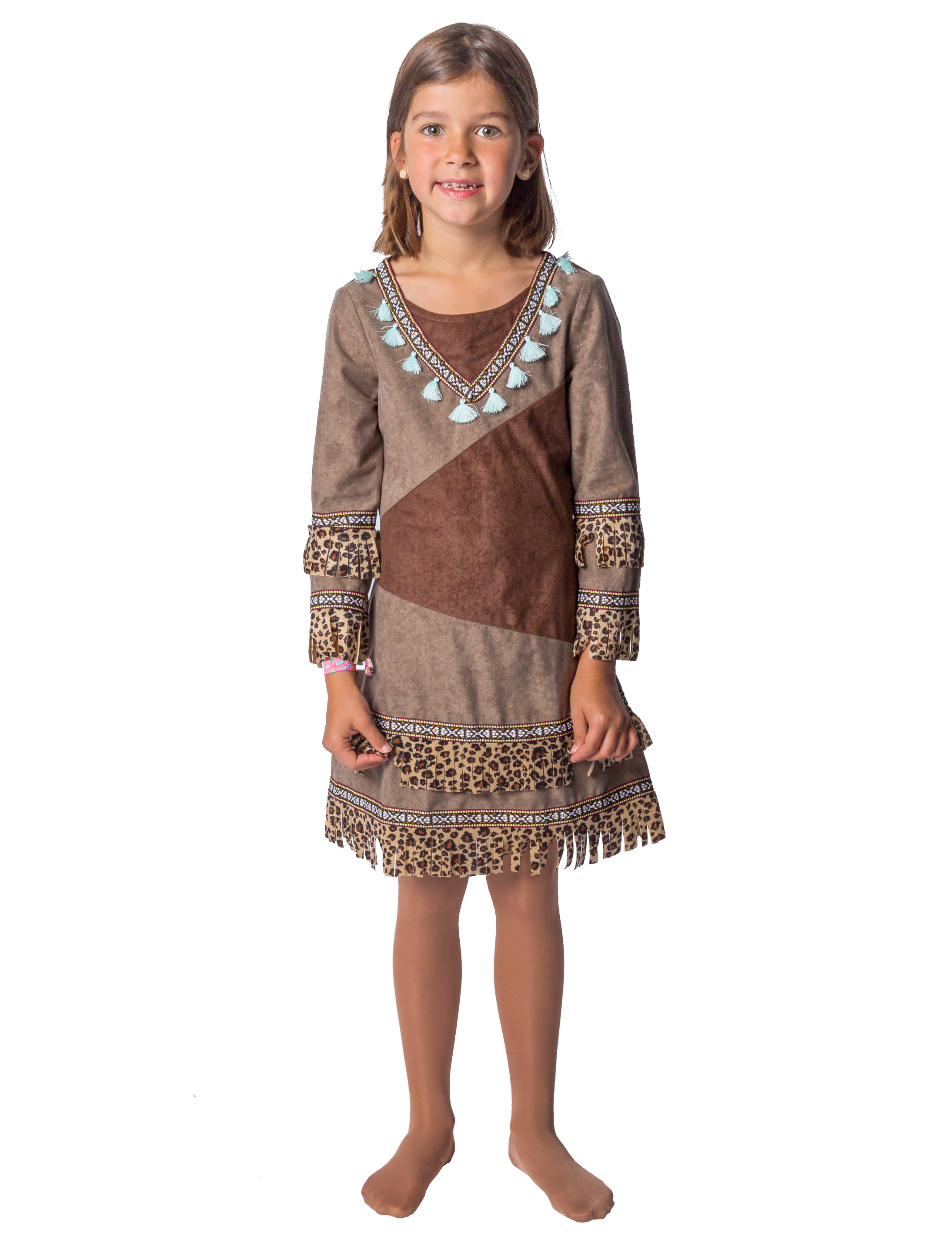 Kleid Indianerin Kinder dunkelbraun 104